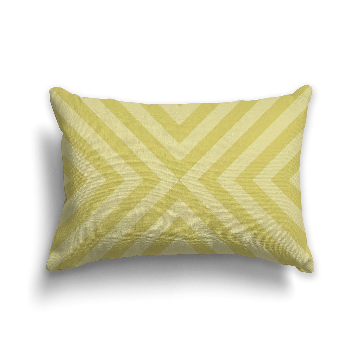 Lumbar Throw Pillow with Two-tone Green Radiating Diagonal Bars