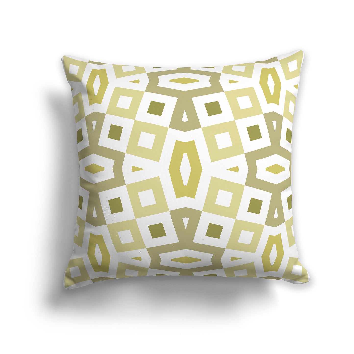 16 inch Throw Pillow with Green and White Geometric Pattern