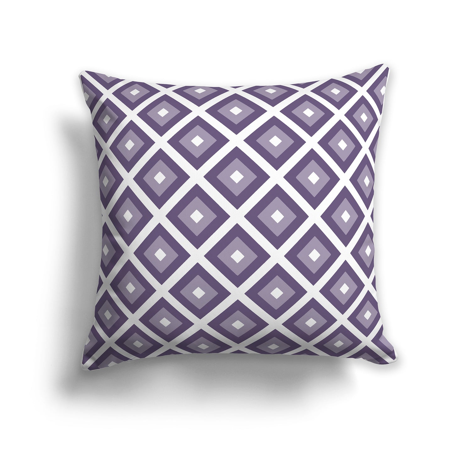14 inch Throw Pillow with Two-tone Purple and White Square Repeat Pattern