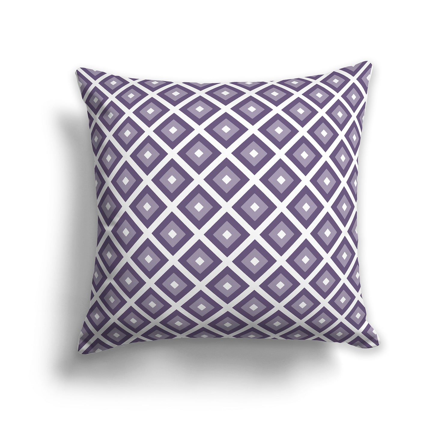 20 inch Throw Pillow with Two-tone Purple and White Square Repeat Pattern