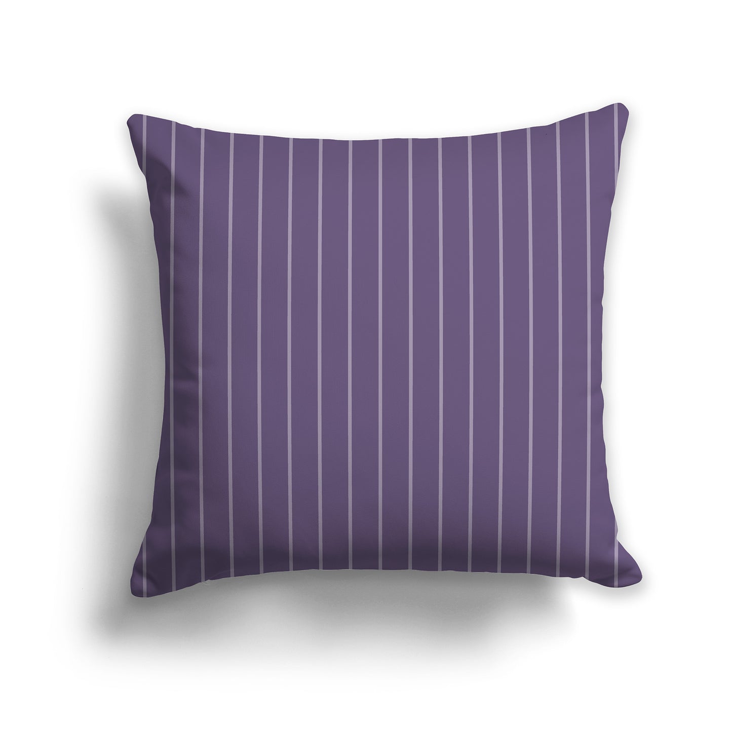 Purple Throw Pillow with Pale Purple Vertical Stripes on Front | Faux Suede | 26 x 26 inches