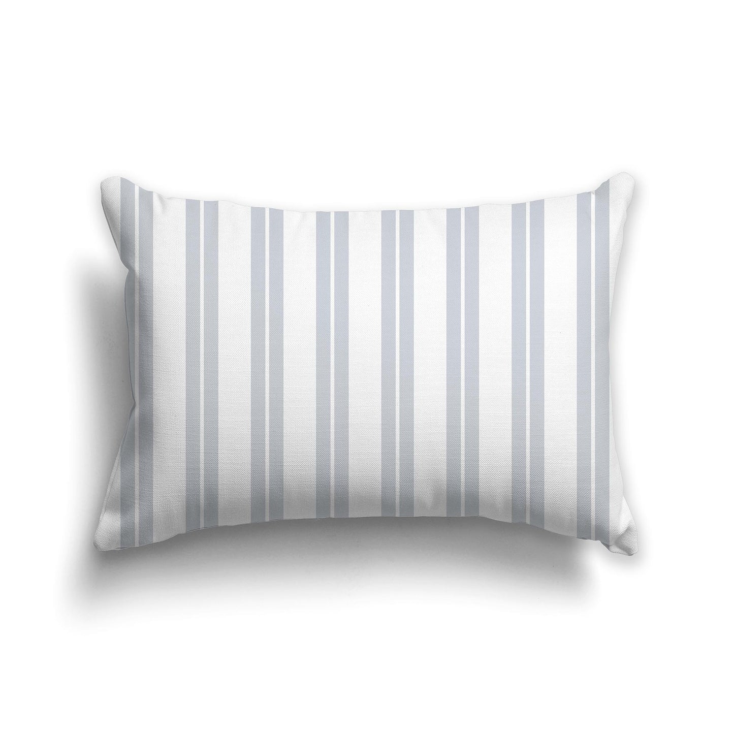 Lumbar Throw Pillow with Pale Grey and White Multistripe Pattern