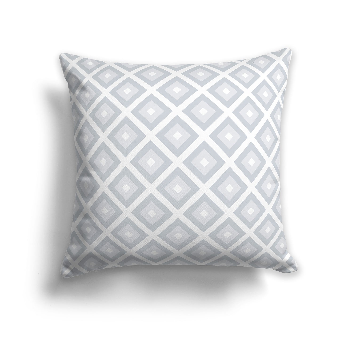 16 inch Throw Pillow with Two-tone Grey and White Square Repeat Pattern