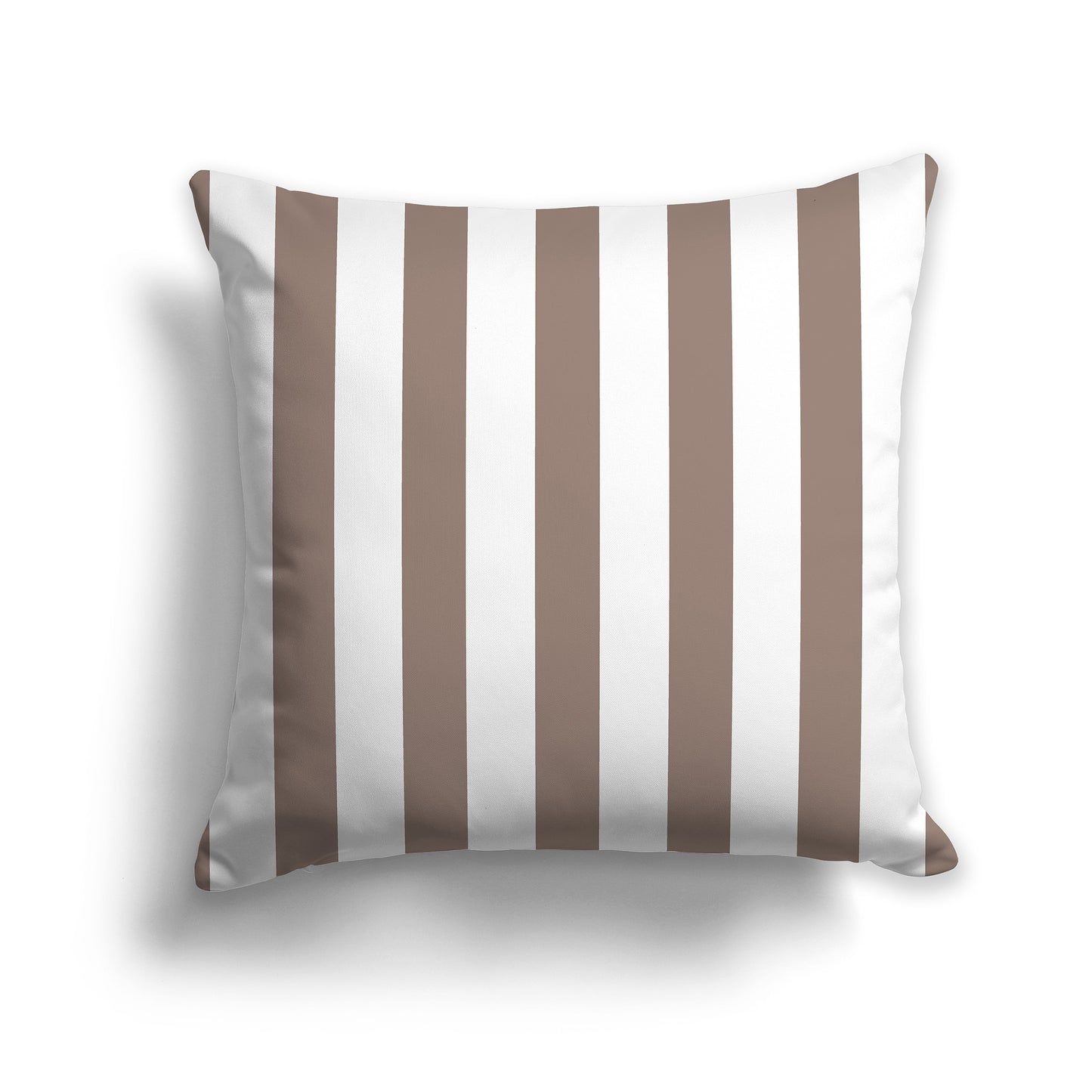16 inch Throw Pillow with Thick Brown and White Vertical Bars