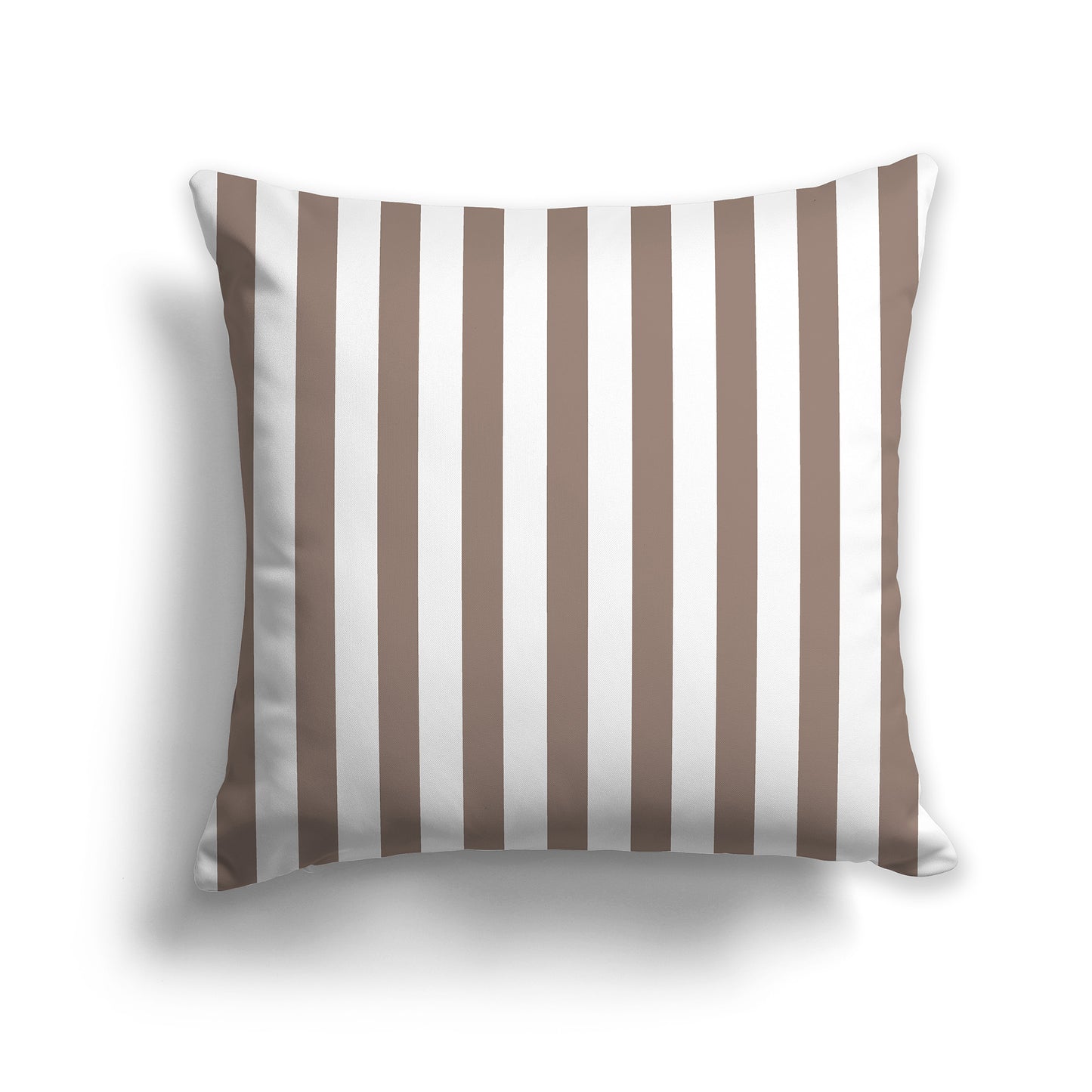 White Throw Pillow with Brown Vertical Bars on Front | Faux Suede | 26 x 26 inches