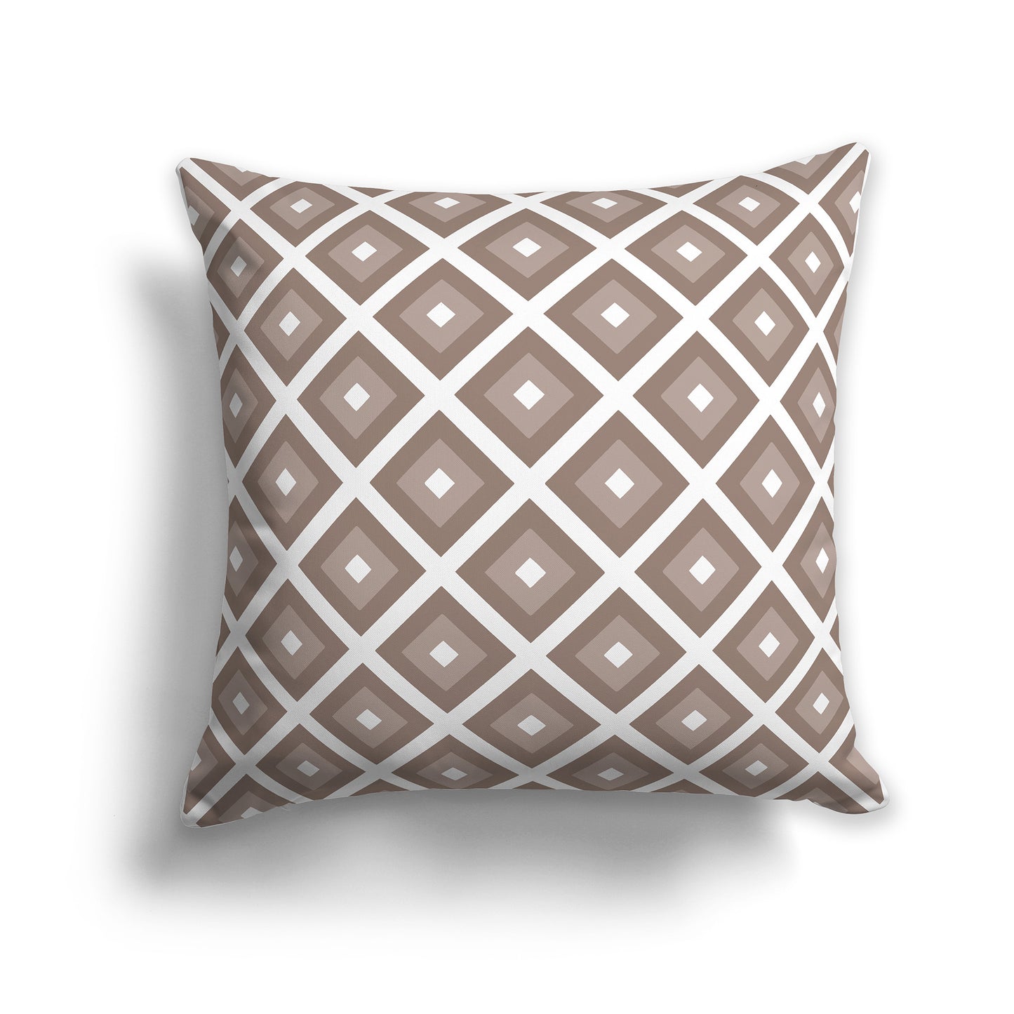 14 inch Throw Pillow with Two-tone Brown and White Square Repeat Pattern