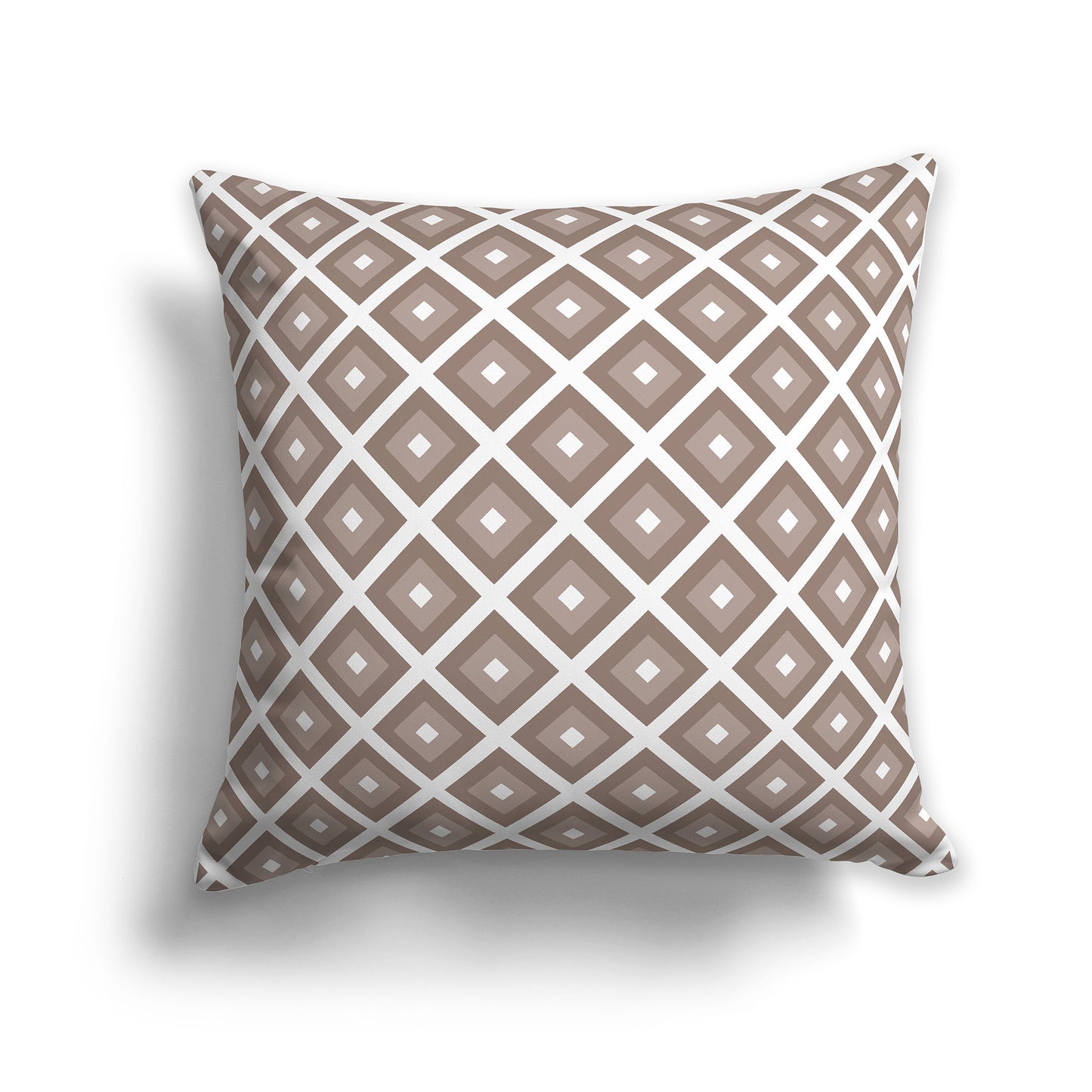 18 inch Throw Pillow with Two-tone Brown and White Square Repeat Pattern