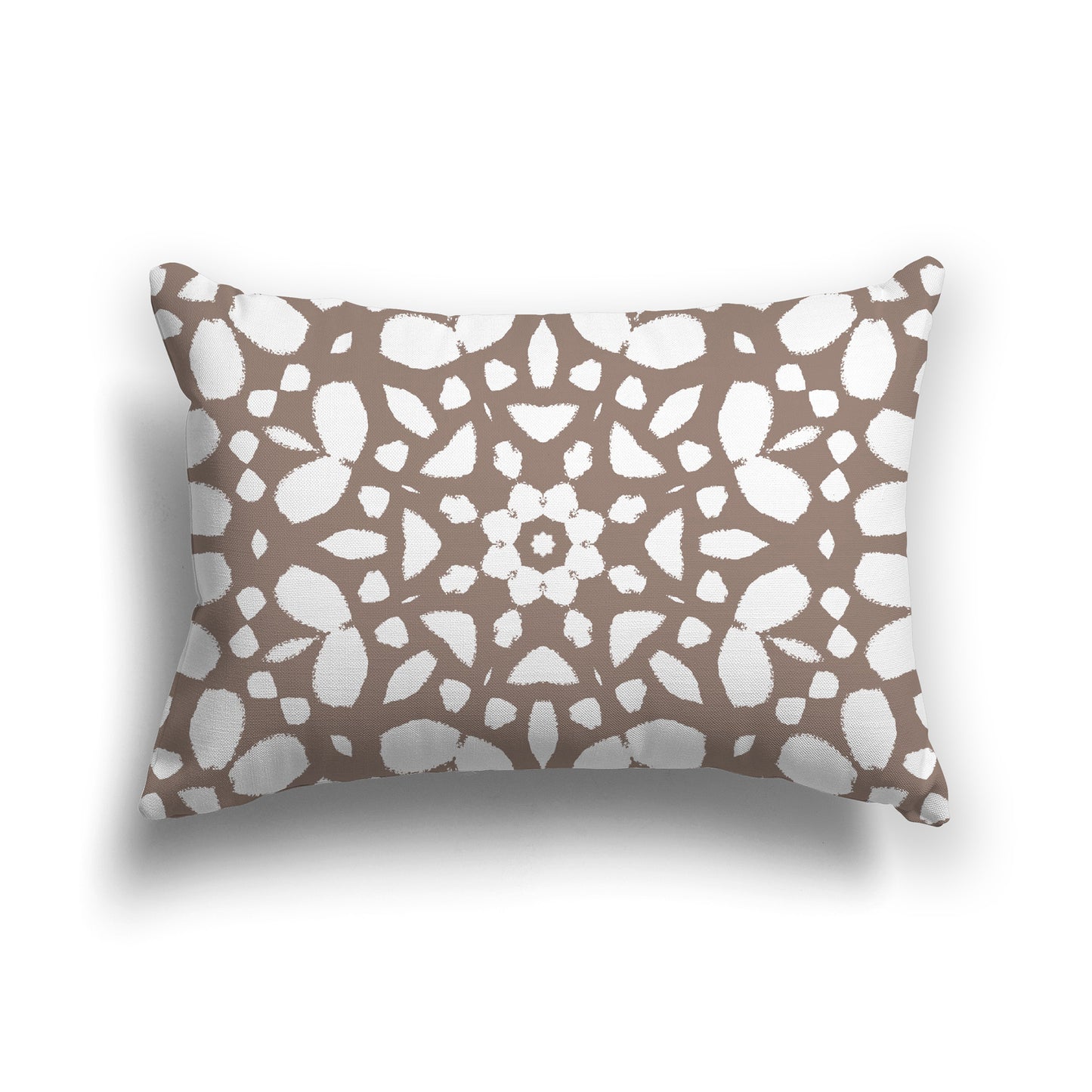 Lumbar Throw Pillow with Large White and Brown Circular Graphic