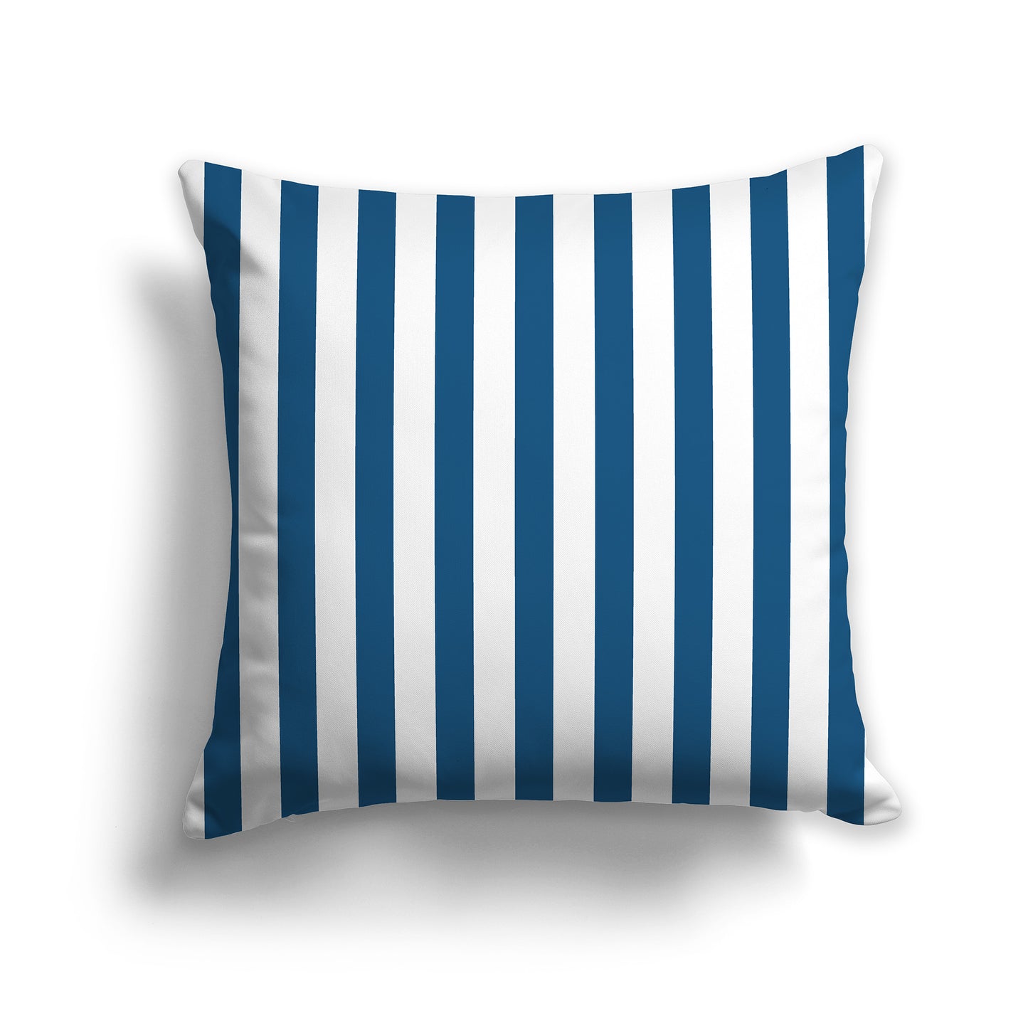 White Throw Pillow with Dark Blue-turquoise Vertical Bars on Front | Faux Suede | 26 x 26 inches