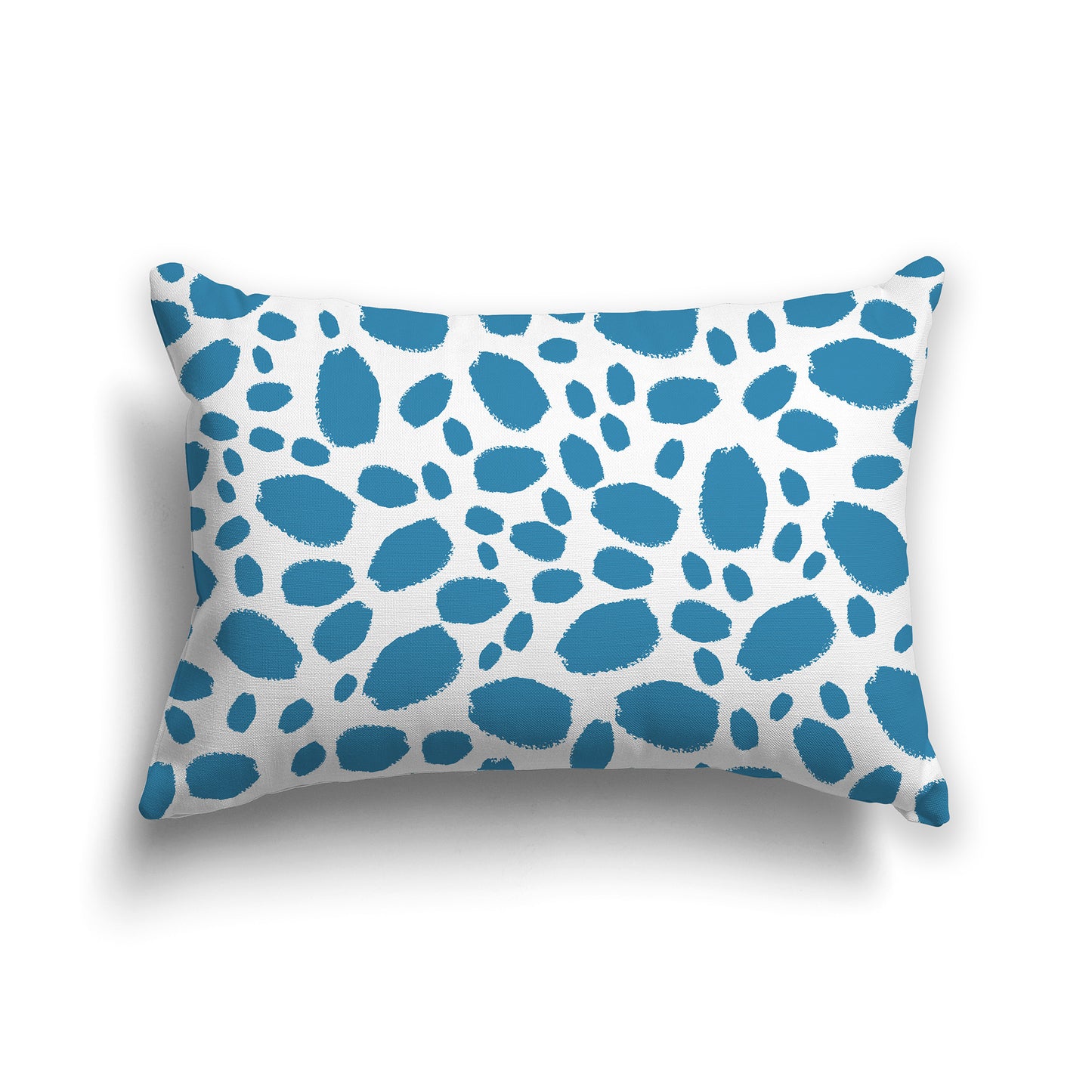 20x14 inch Lumbar Throw Pillow with Blue-turquoise and White Paint Dab Pattern