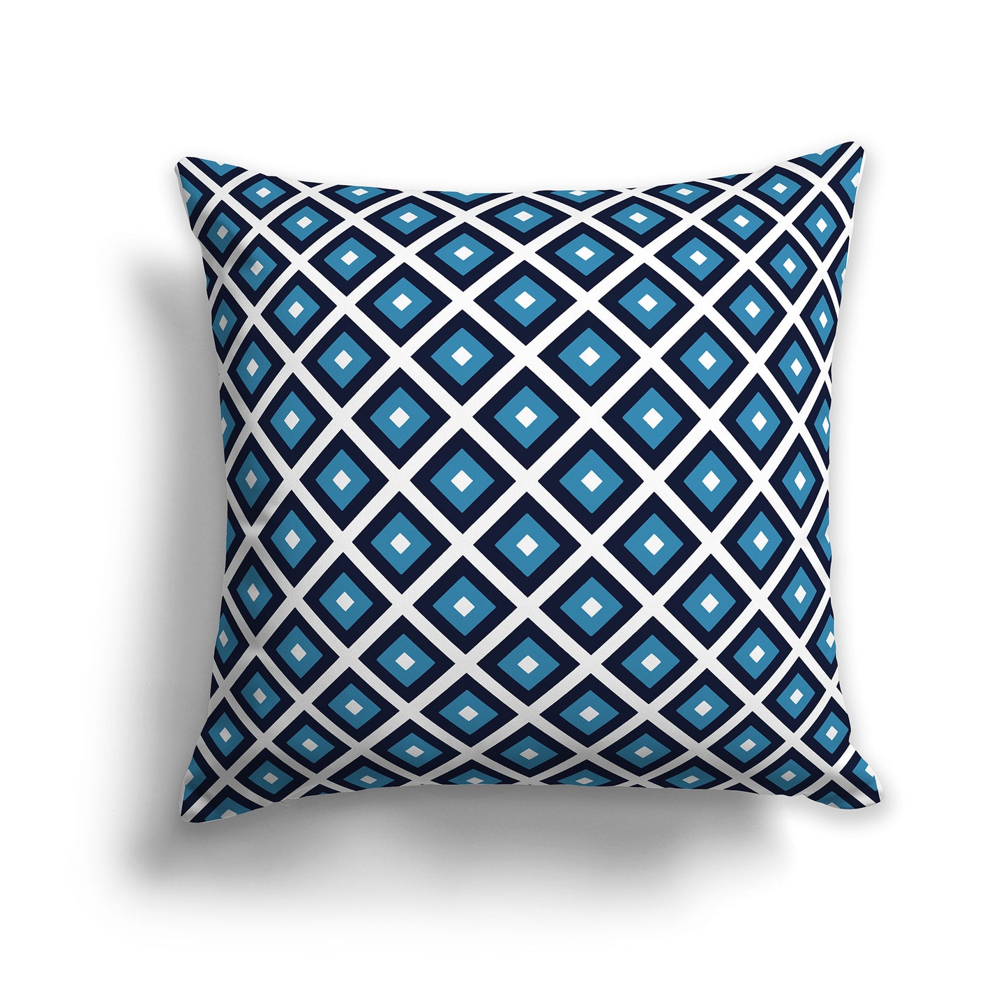 20 inch Throw Pillow with Two-tone Blue-turquoise and White Square Repeat Pattern