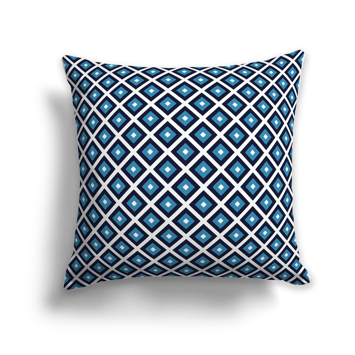 26 inch Throw Pillow with Two-tone Blue-turquoise and White Square Repeat Pattern