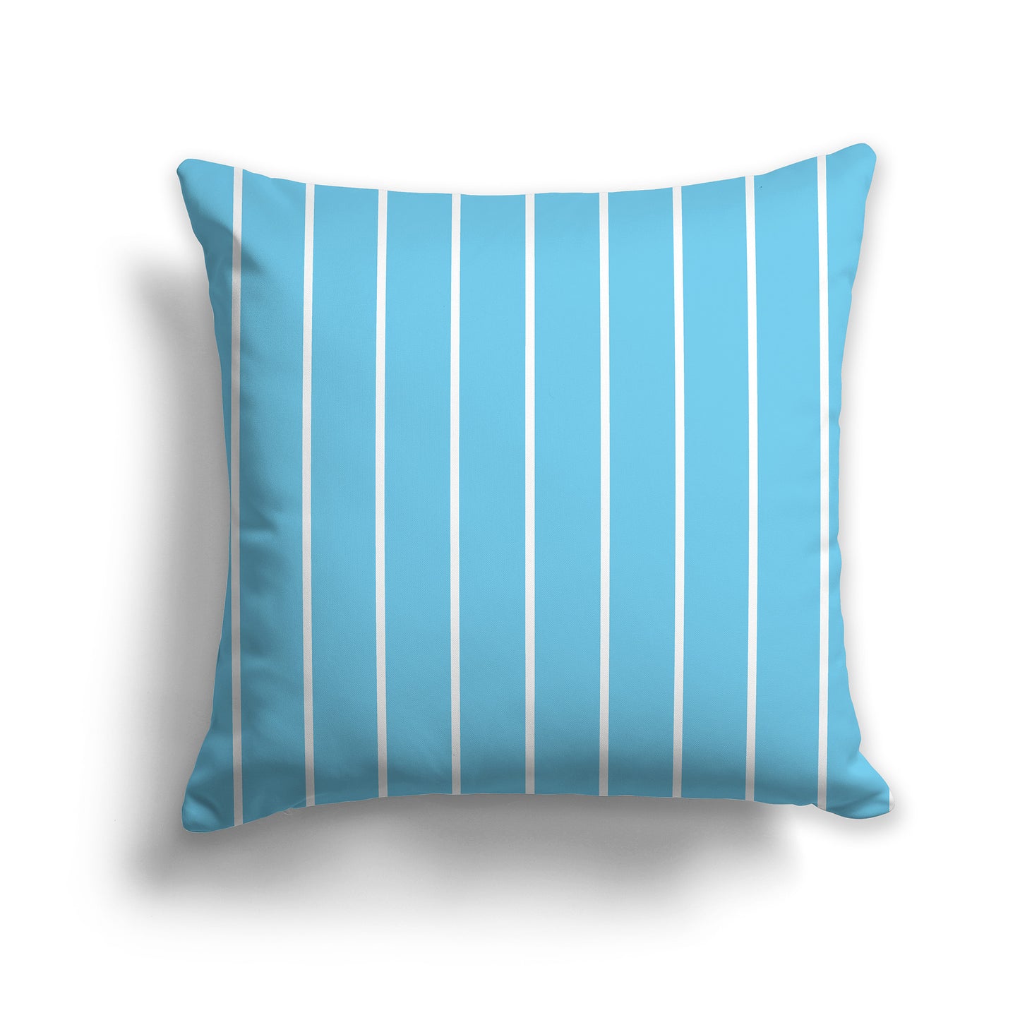 14 inch Throw Pillow with Light Blue-turquoise and White Thin Vertical Stripe Pattern