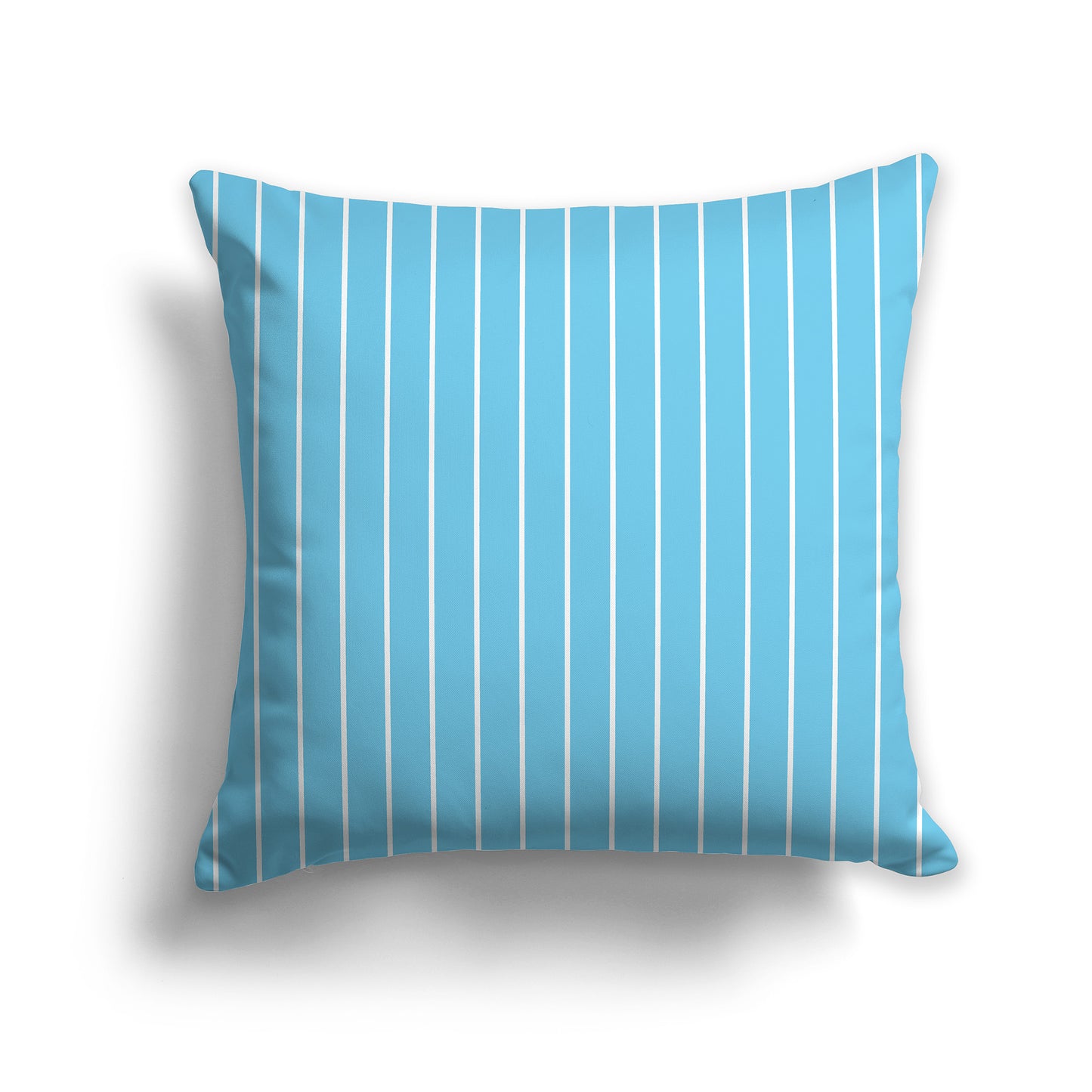 Light Blue-turquoise Throw Pillow with Fine White Vertical Stripes on Front | Faux Suede | 26 x 26 inches