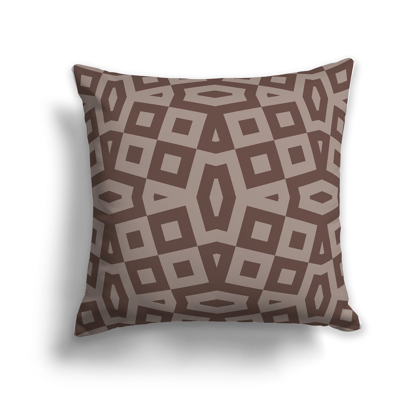 16 inch Throw Pillow with Two-tone Brown Geometric Pattern