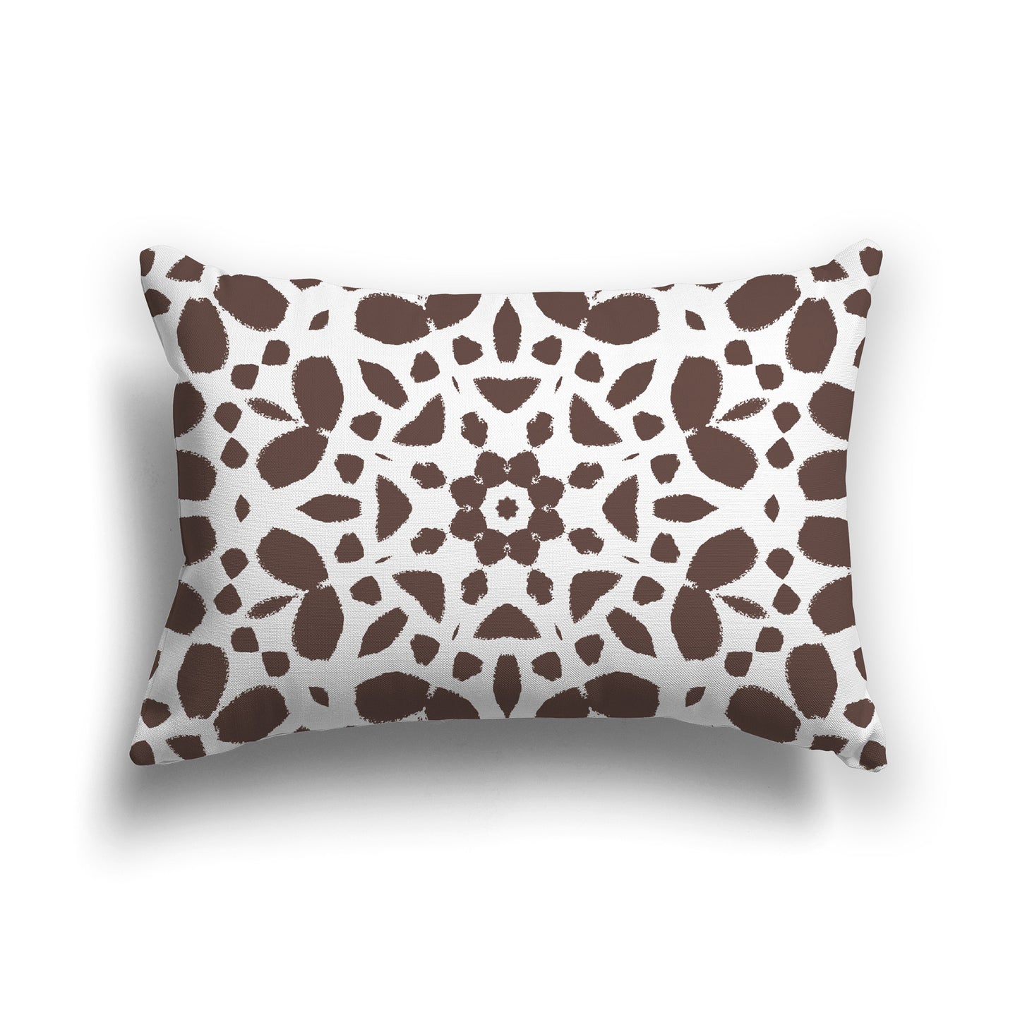 Lumbar Throw Pillow with Large Brown and White Circular Graphic