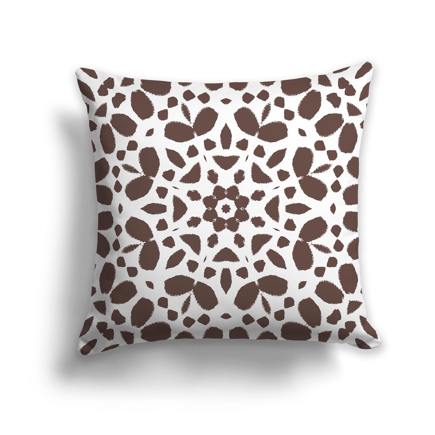Square Throw Pillow with Large Brown and White Circular Graphic