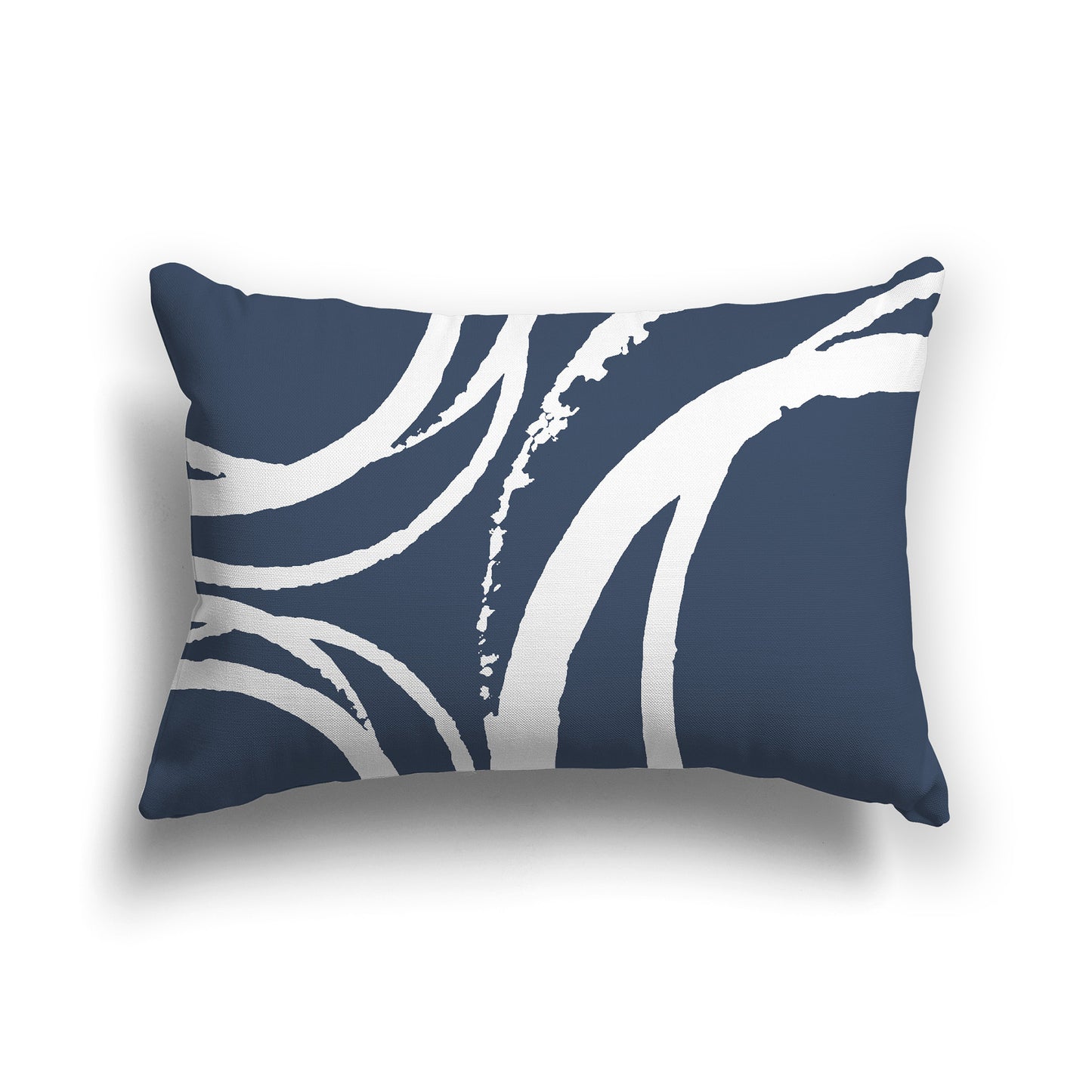 Blue Lumbar Throw Pillow with White Abstract Circles