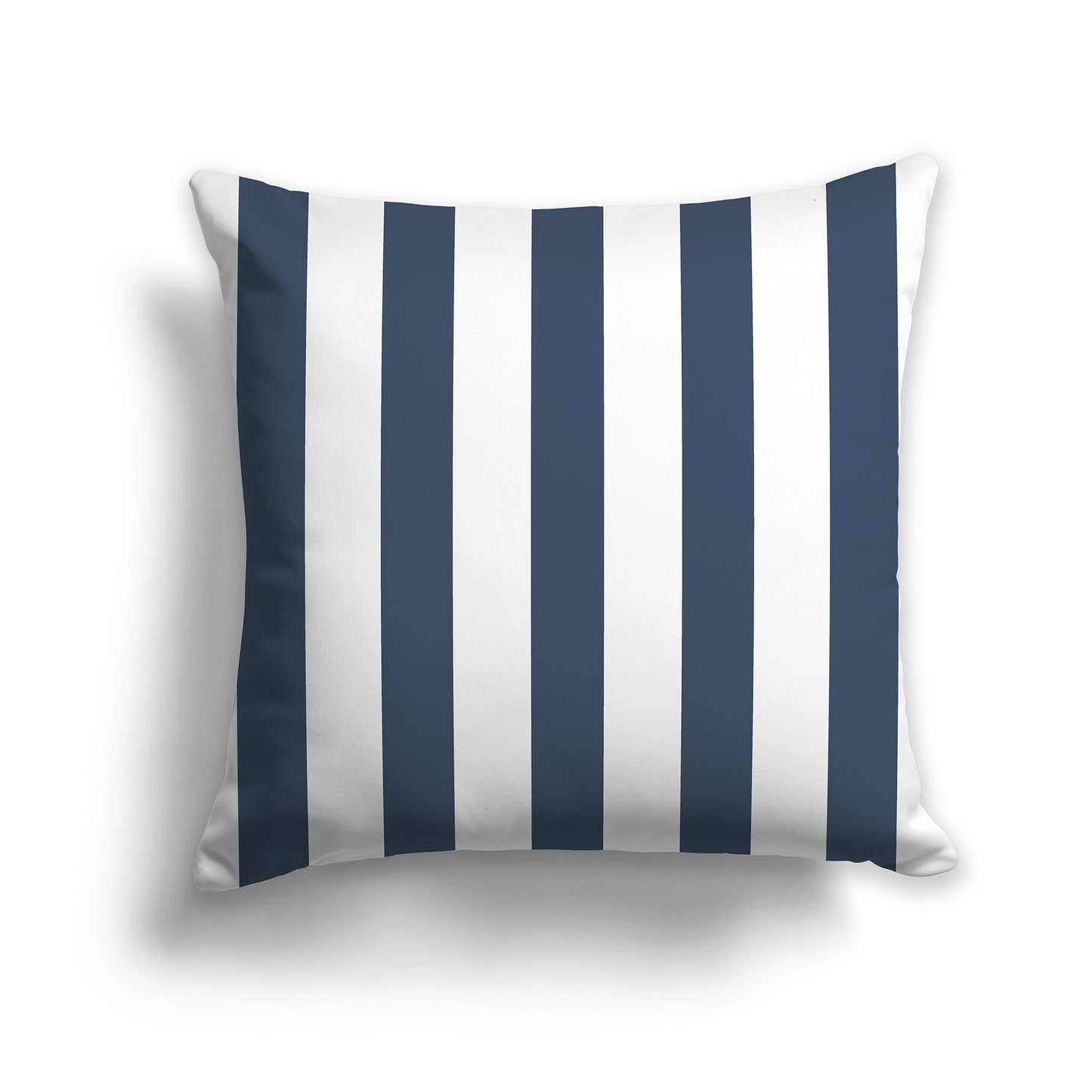 14 inch White Throw Pillow with Blue Vertical Bars