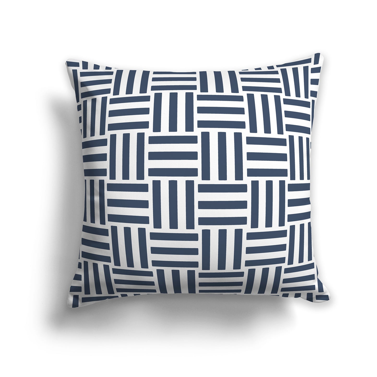 14 inch Throw Pillow with Blue and White Blue and White Basket Weave Pattern