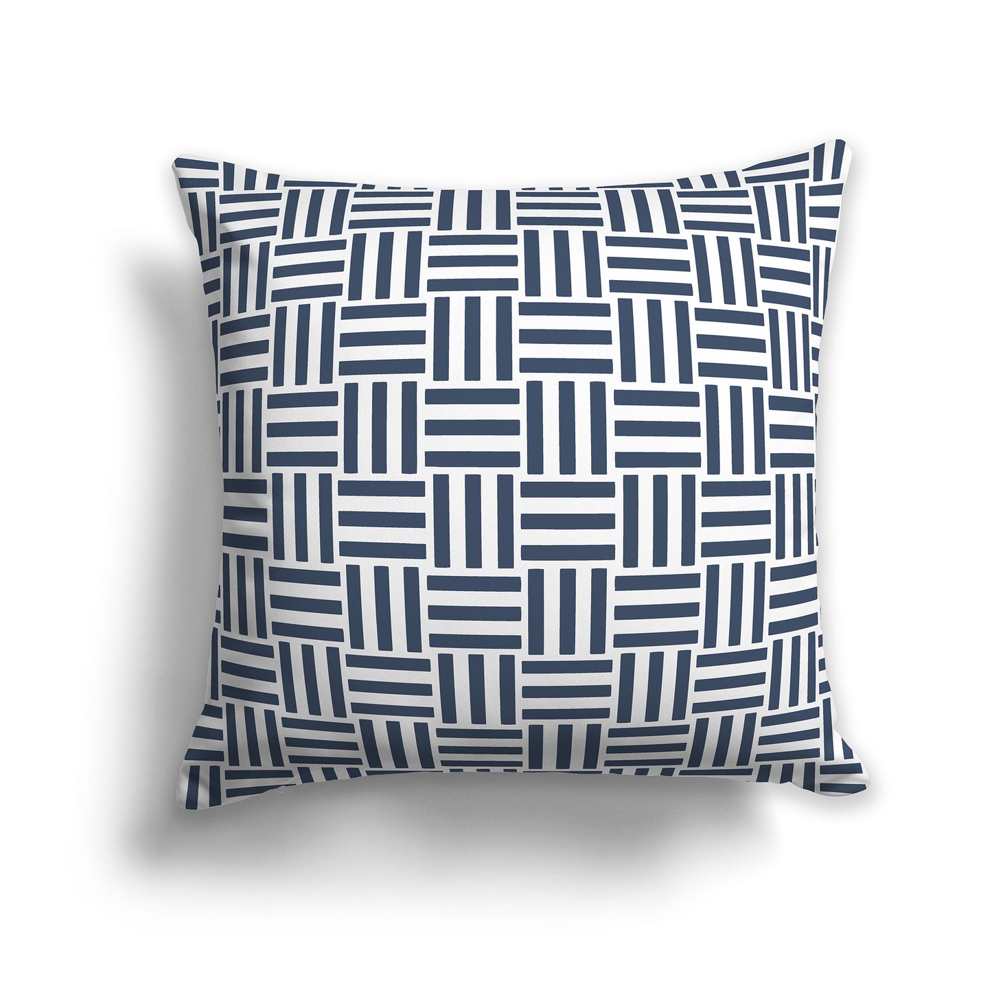 20 inch Throw Pillow with Blue and White Blue and White Basket Weave Pattern