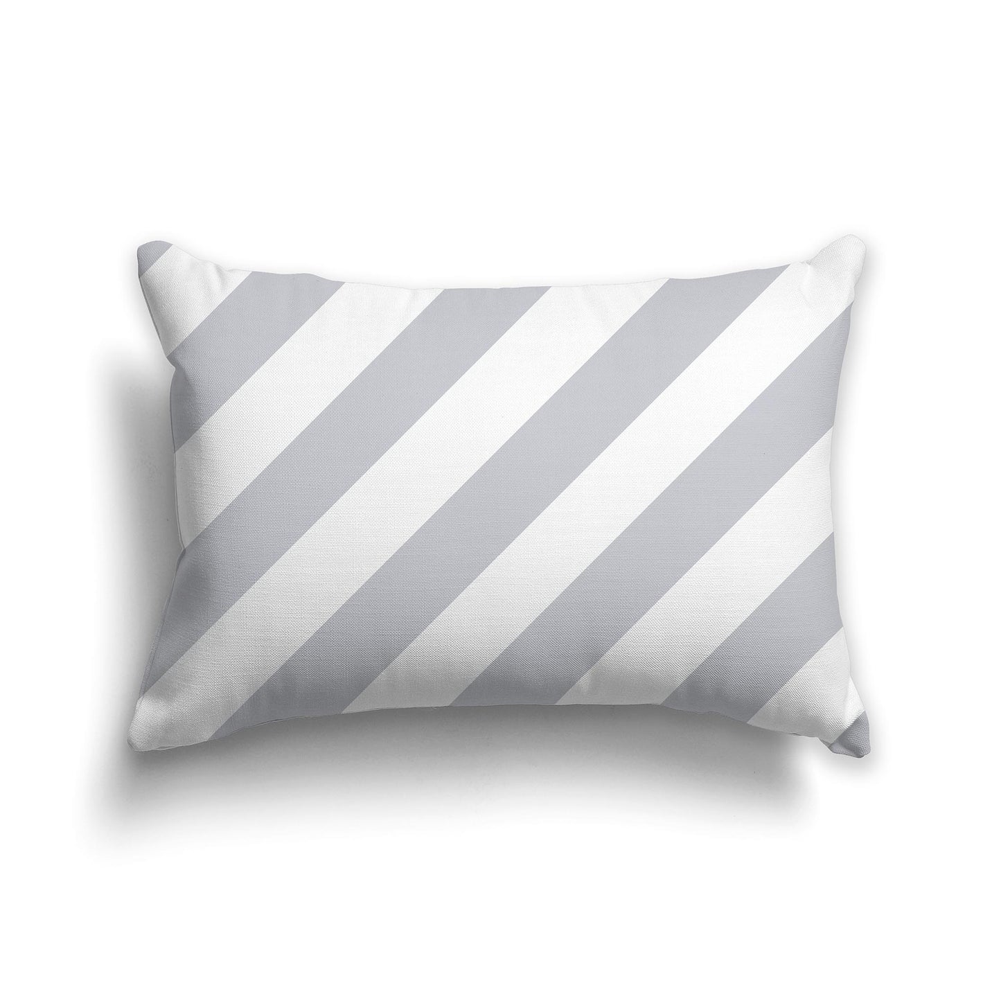White Lumbar Throw Pillow with Light Grey Diagonal Bars