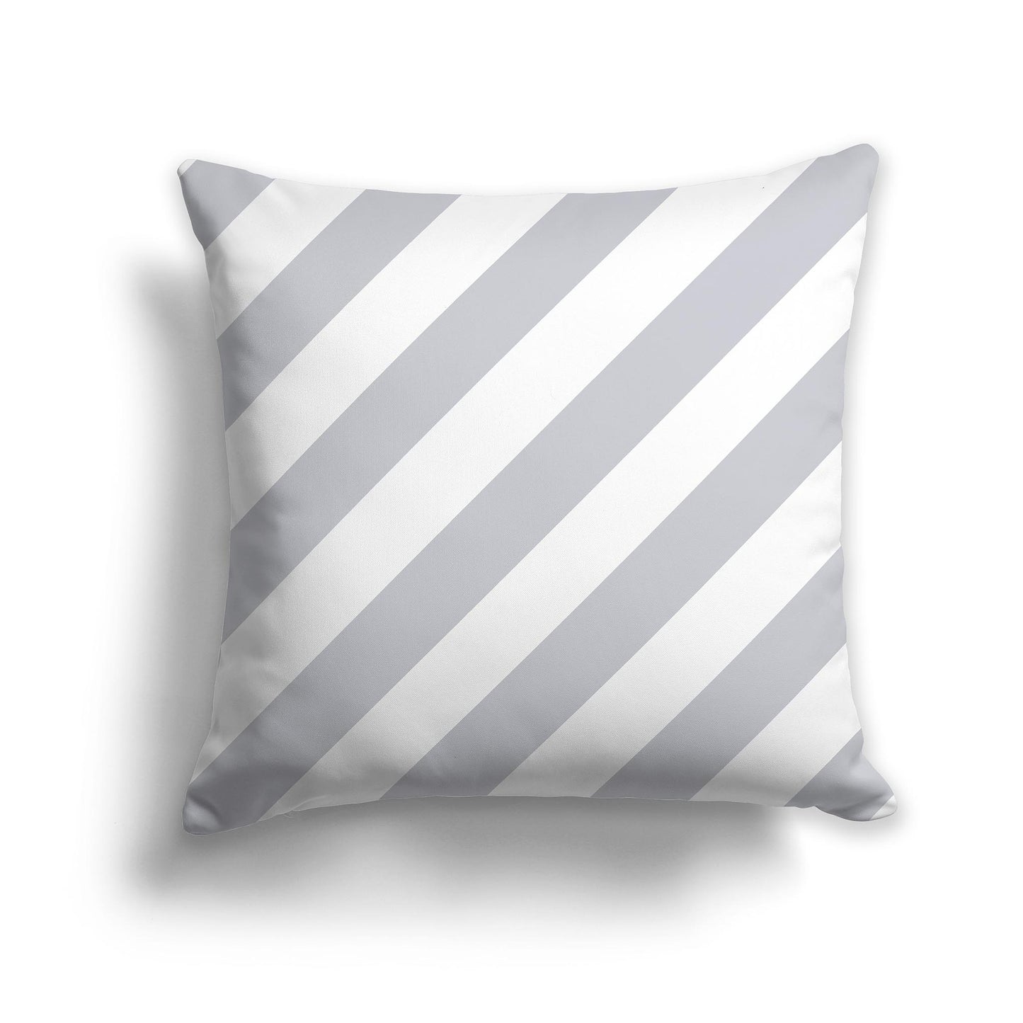 White Square Throw Pillow with Light Grey Diagonal Bars