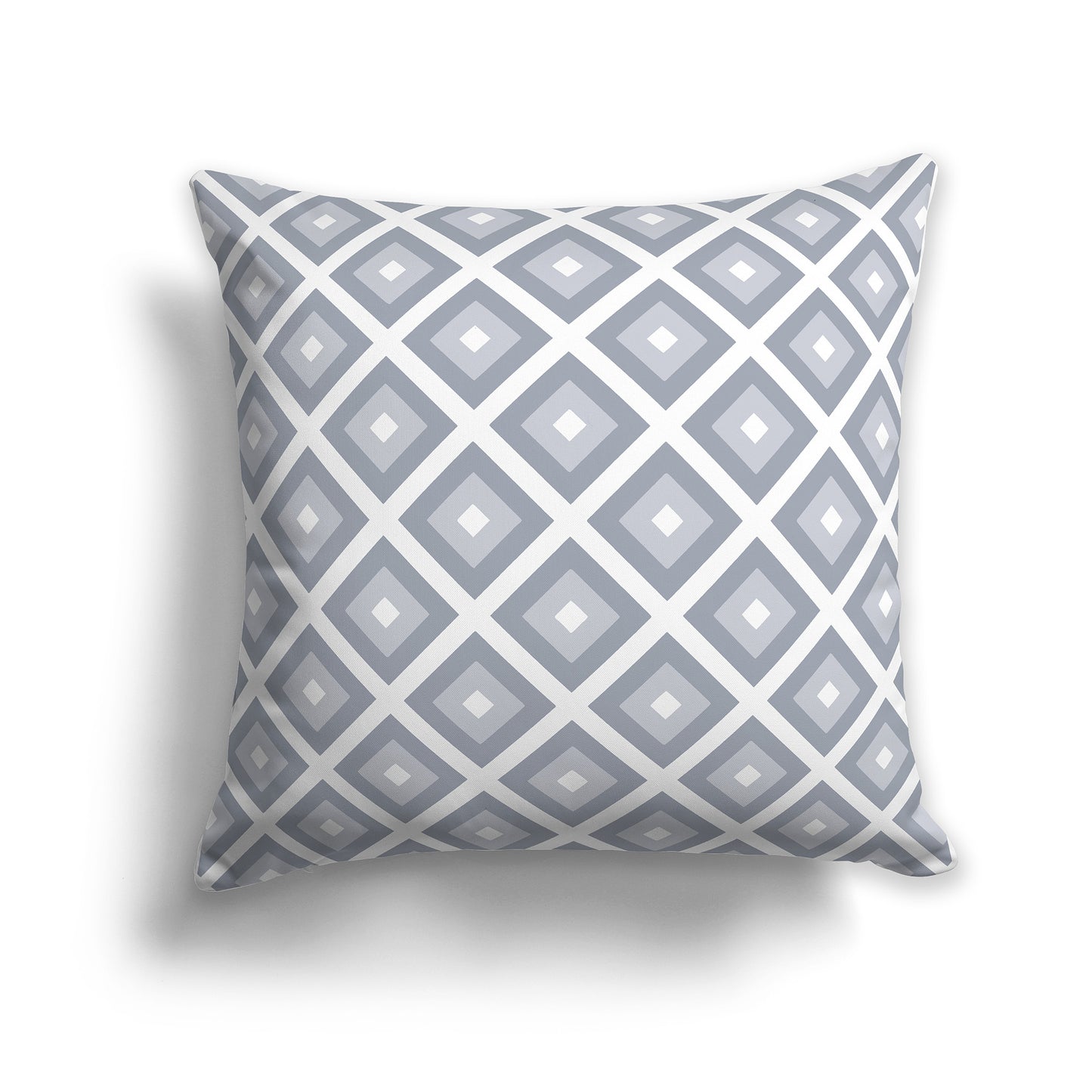 14 inch Throw Pillow with Two-tone Grey and White Square Repeat Pattern