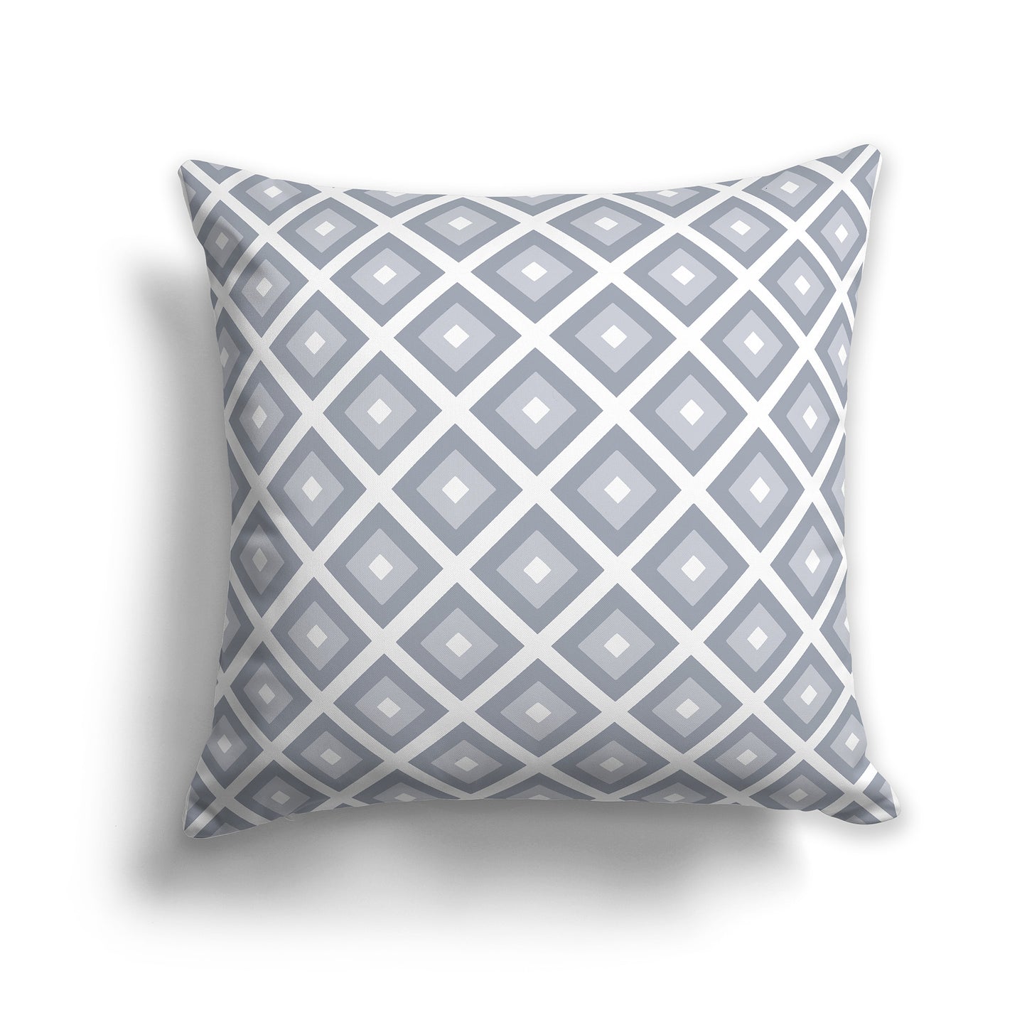 16 inch Throw Pillow with Two-tone Grey and White Square Repeat Pattern