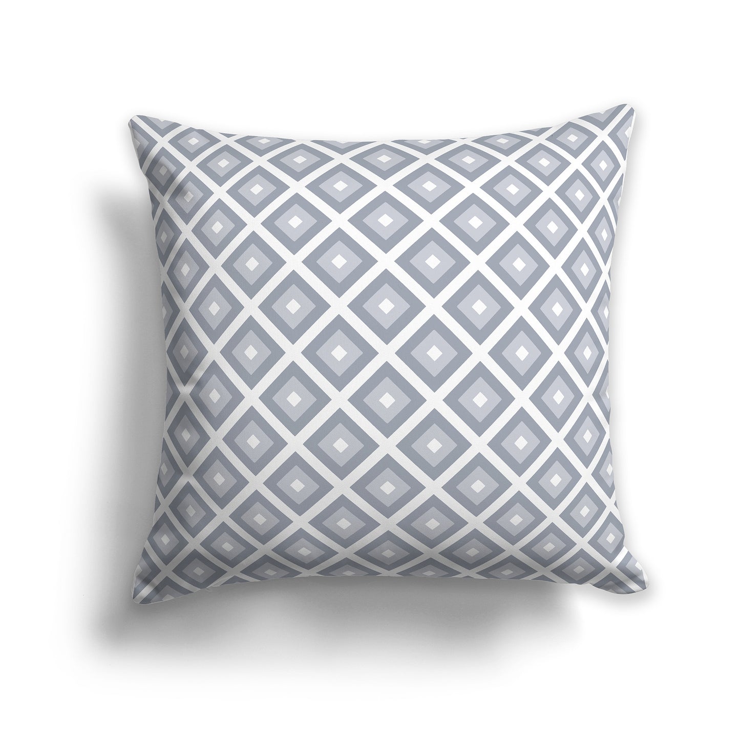 20 inch Throw Pillow with Two-tone Grey and White Square Repeat Pattern