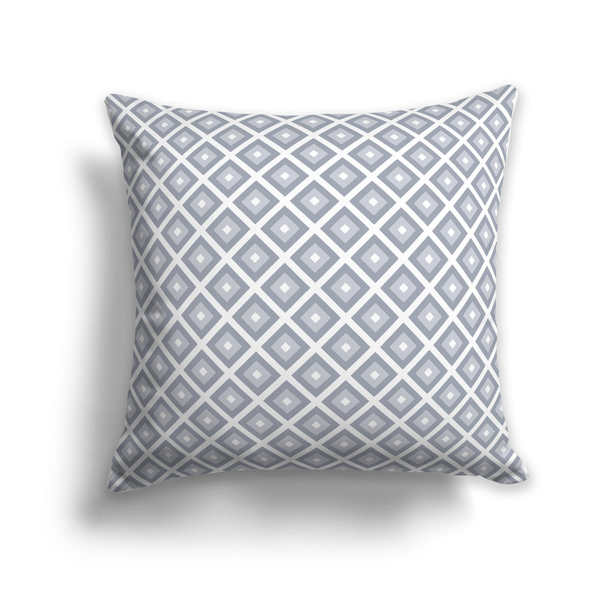 White Throw Pillow with Radiating Two-tone Grey Squares on Both Sides | Faux Suede | 26 x 26 inches