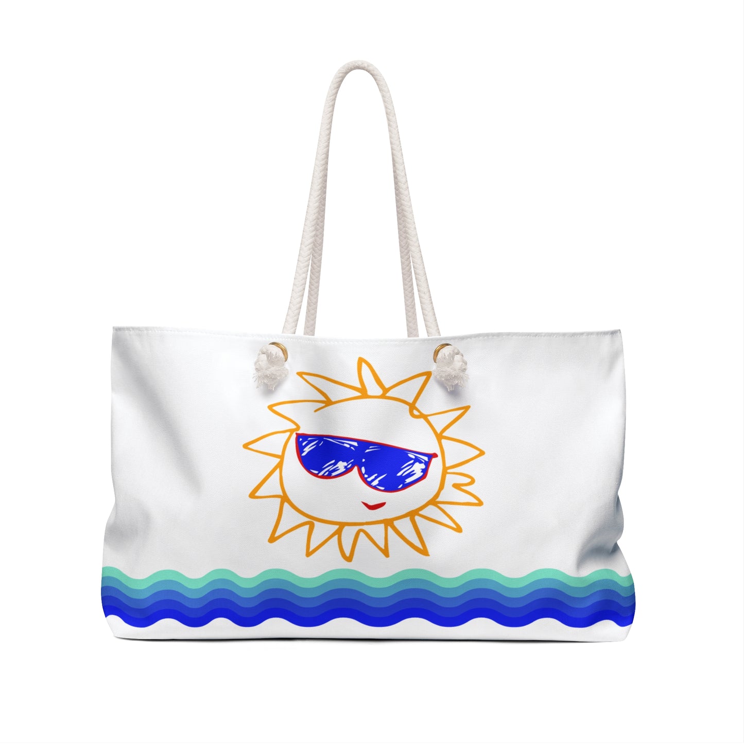 White Beach Tote / Weekender Bag with Sunfilled Cheerful Vibes | WBST