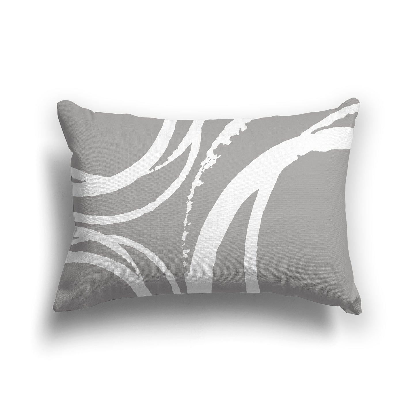 Grey Lumbar Throw Pillow with White Abstract Circles