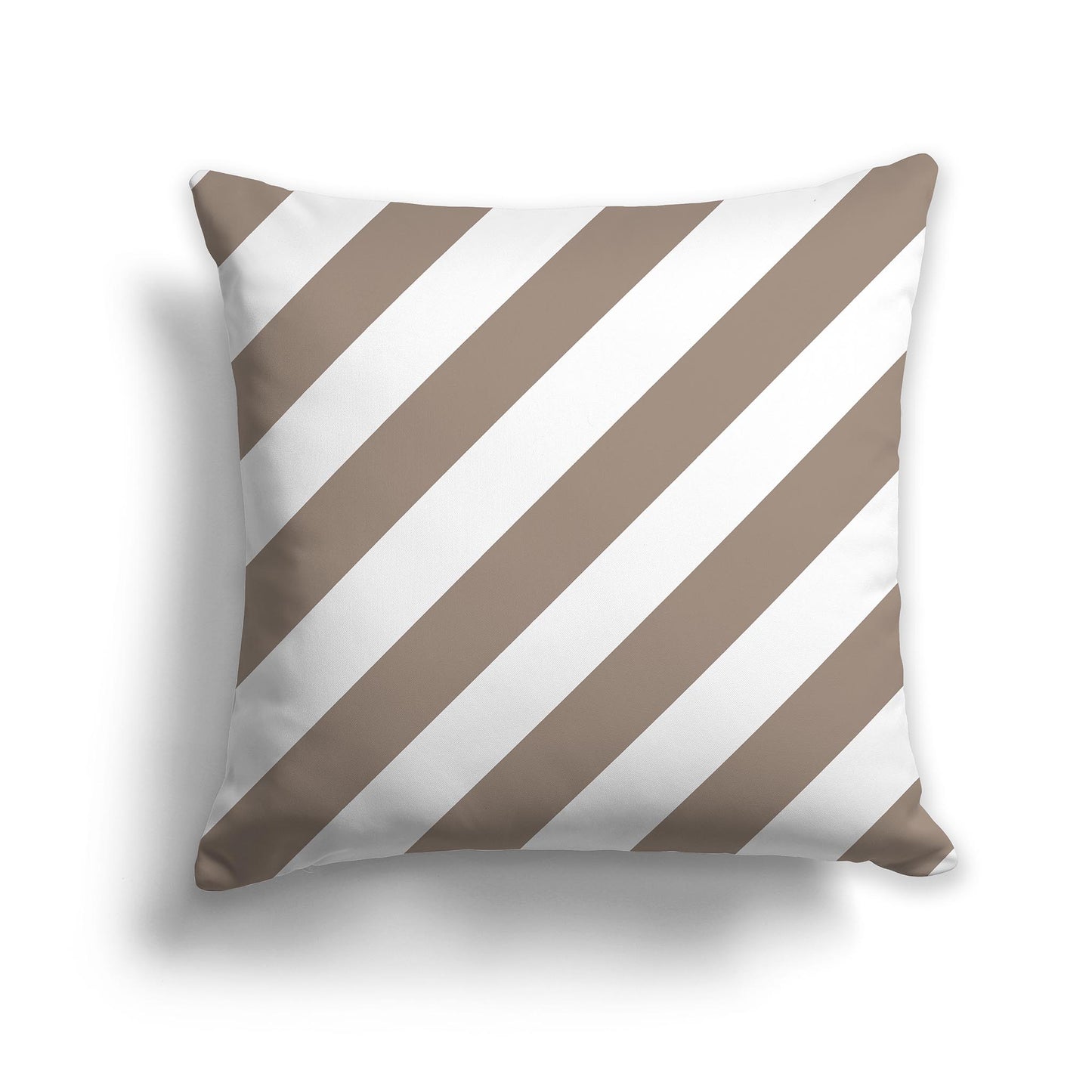 Square Throw Pillow with Brown and White Diagonal Bars
