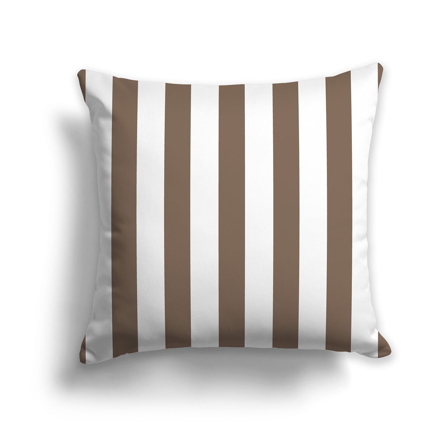 16 inch White Throw Pillow with Thick Brown Vertical Bars