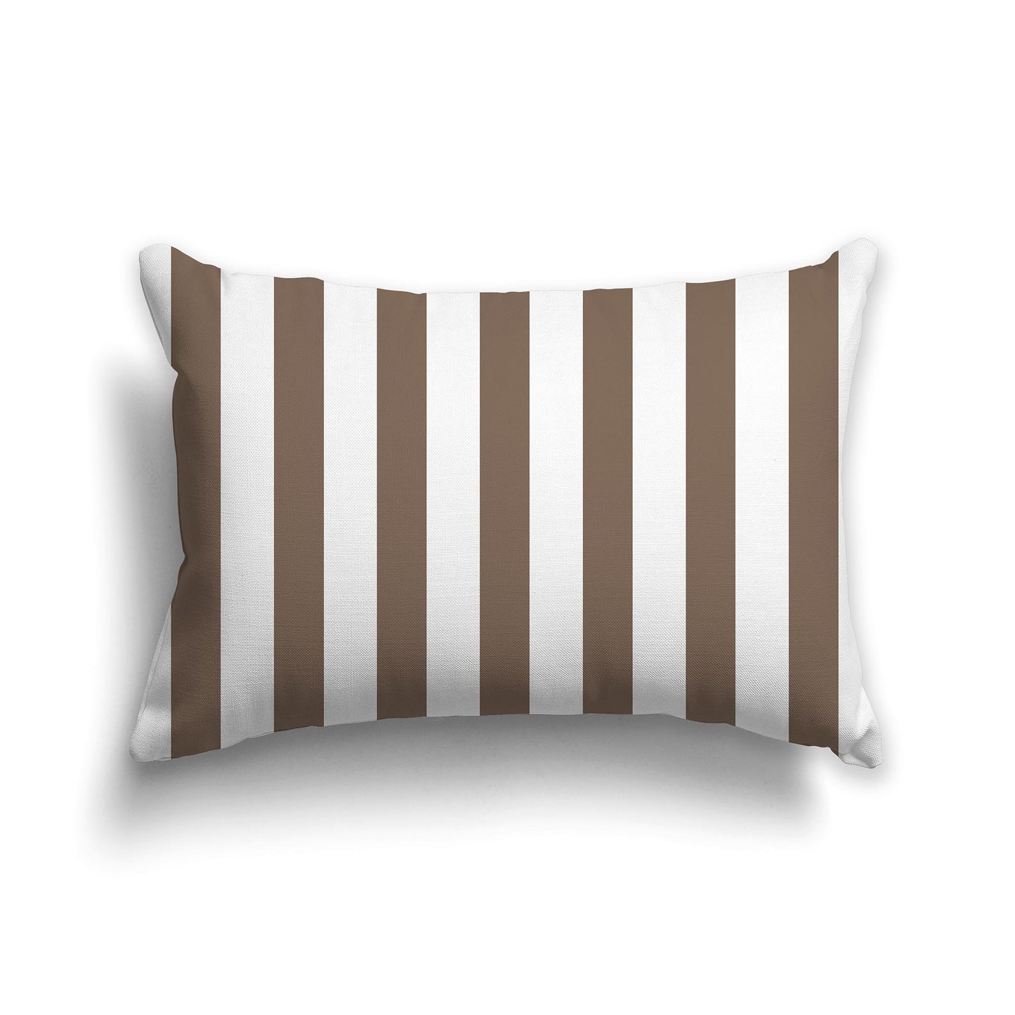 20x14 inch Lumbar White Throw Pillow with Thick Brown Vertical Bars