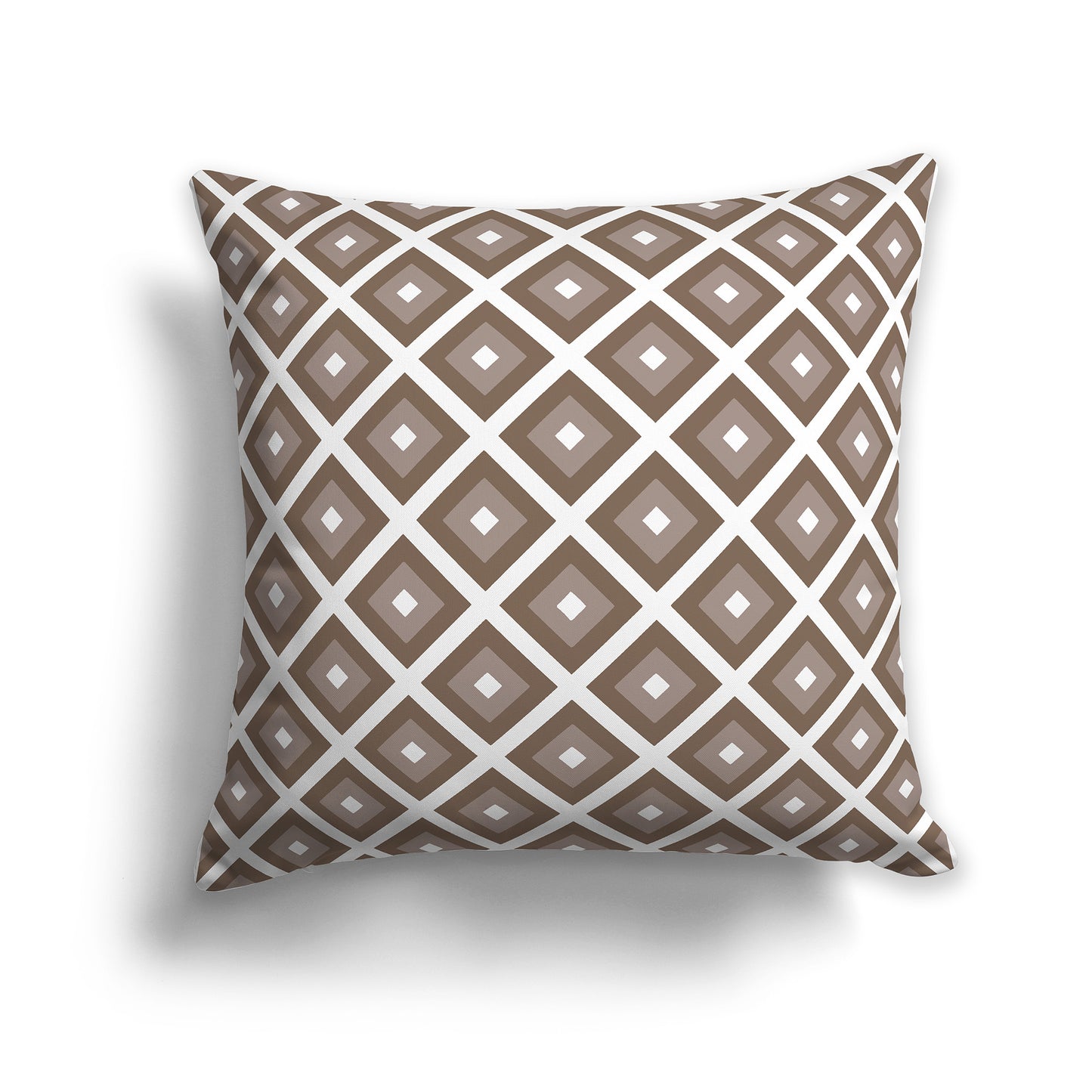 16 inch Throw Pillow with Two-tone Brown and White Square Repeat Pattern
