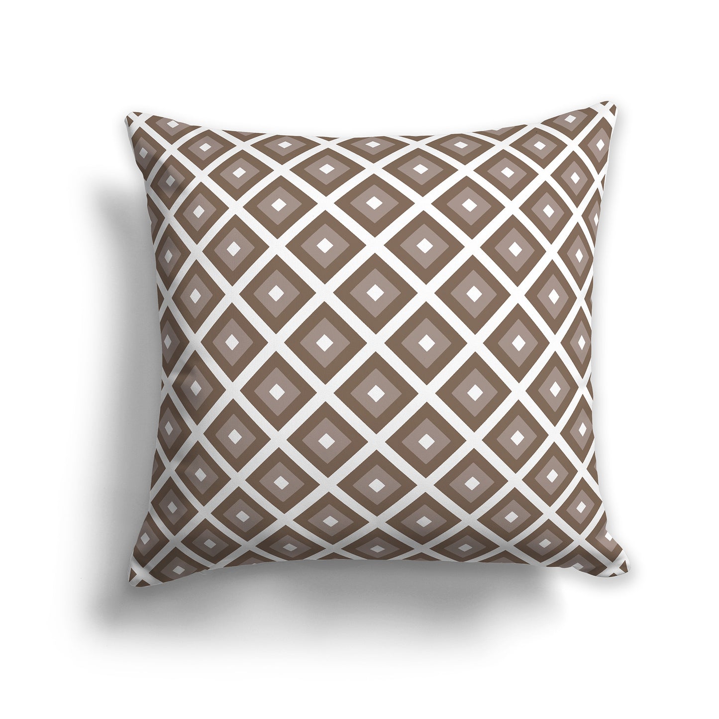 18 inch Throw Pillow with Two-tone Brown and White Square Repeat Pattern