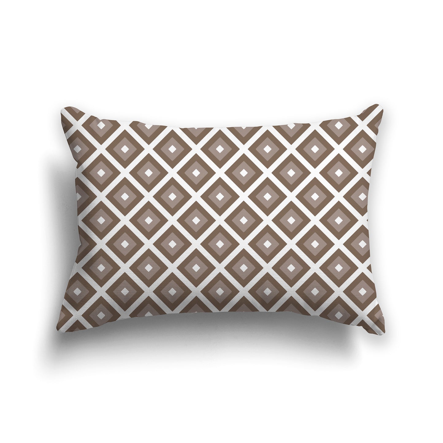 20x14 inch Lumbar Throw Pillow with Two-tone Brown and White Square Repeat Pattern