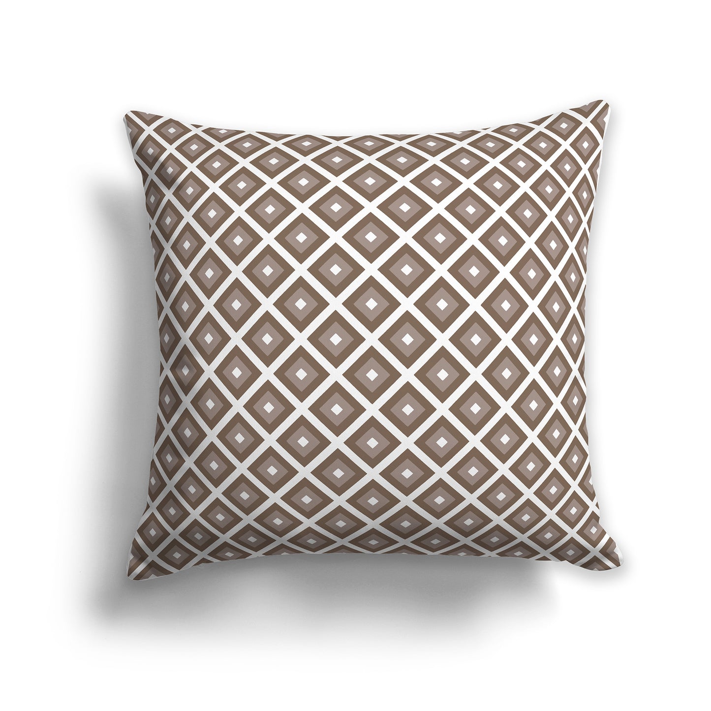 26 inch Throw Pillow with Two-tone Brown and White Square Repeat Pattern