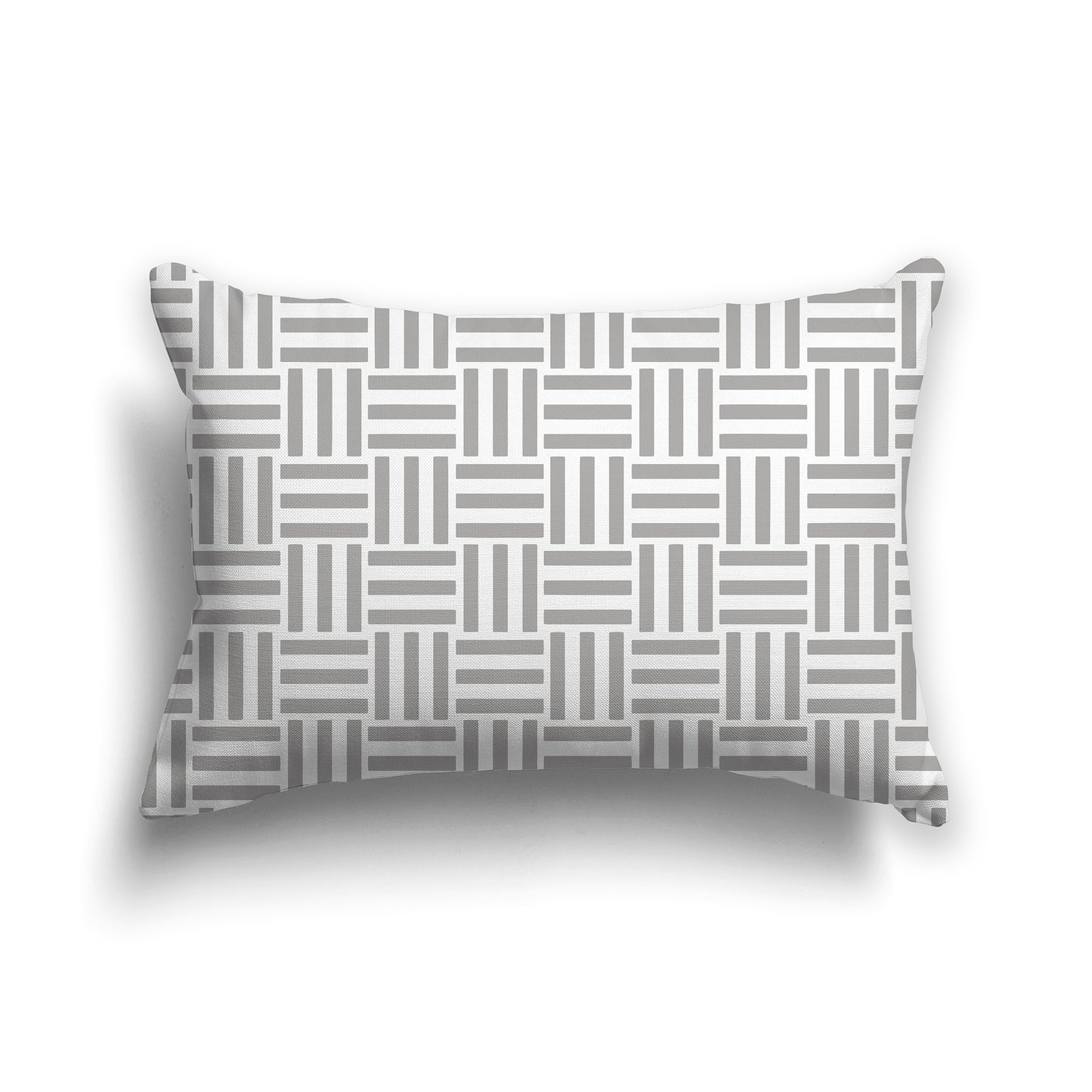 20x14 inch Lumbar Throw Pillow with Medium Grey and White Basket Weave Pattern