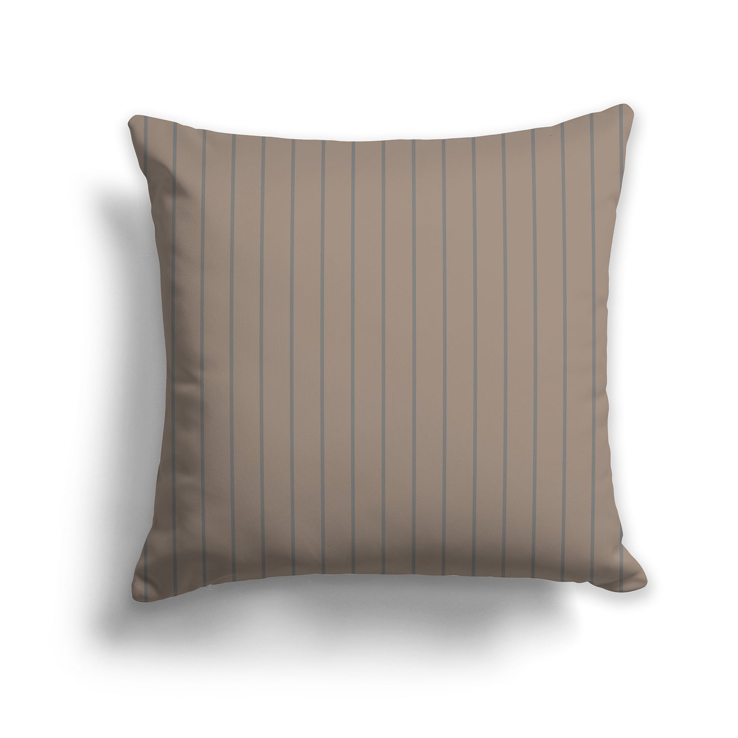 Medium Brown Throw Pillow with Fine Vertical Grey Stripes on Front | Faux Suede | 26 x 26 inches
