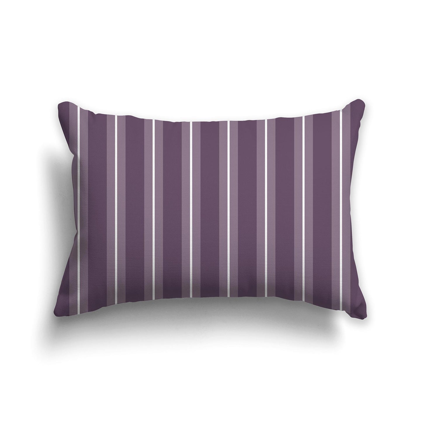 Lumbar Throw Pillow with Purple and White Multistripe Pattern