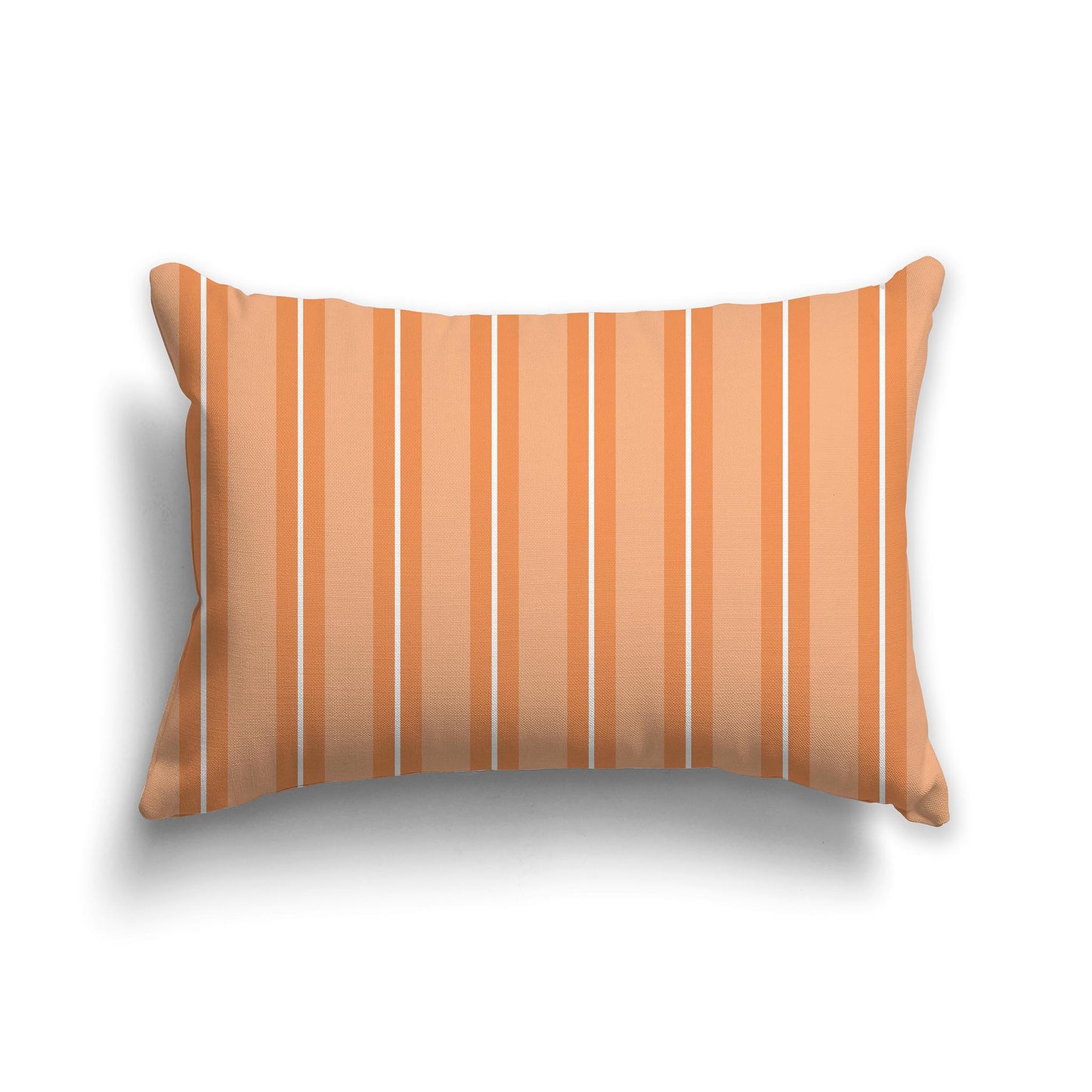 Lumbar Throw Pillow with Medium Orange and White Multistripe Pattern