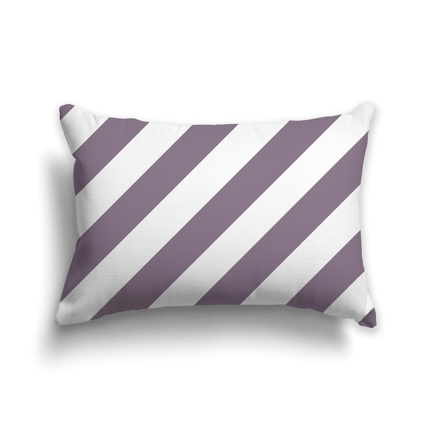 Lumbar Throw Pillow with Purple and White Diagonal Bars