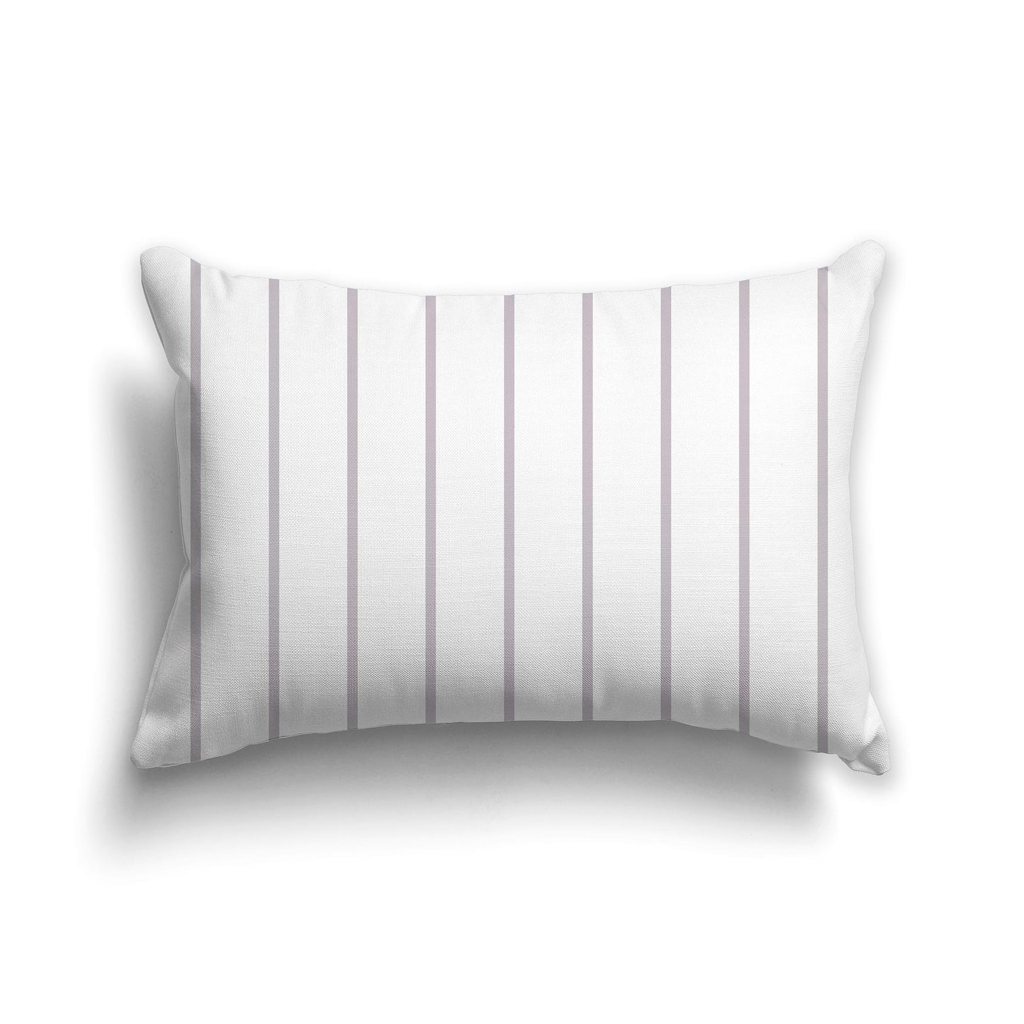 Lumbar Throw Pillow with White and Pale Purple Stripe Pattern