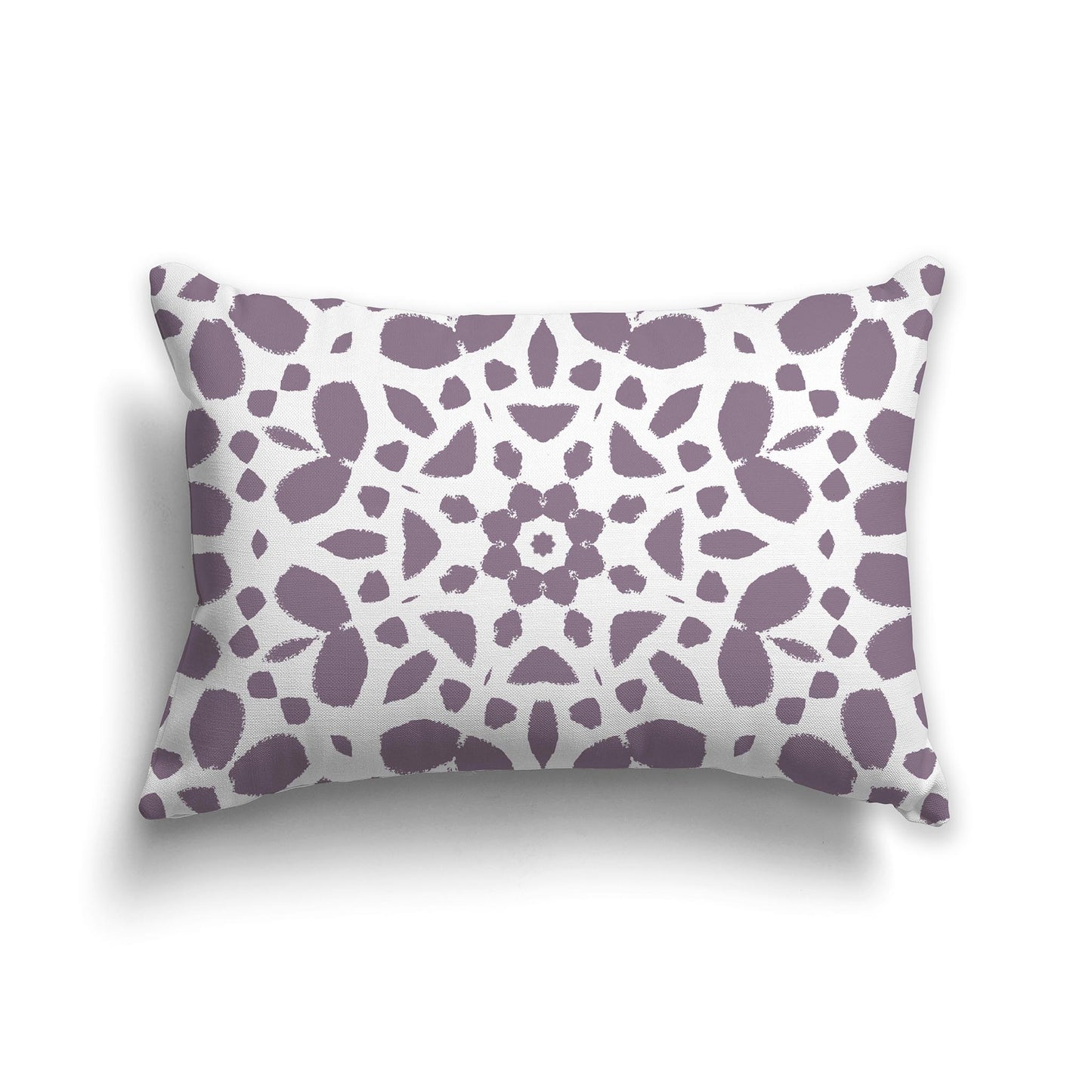 Lumbar Throw Pillow with Large Medium Purple and White Circular Graphic