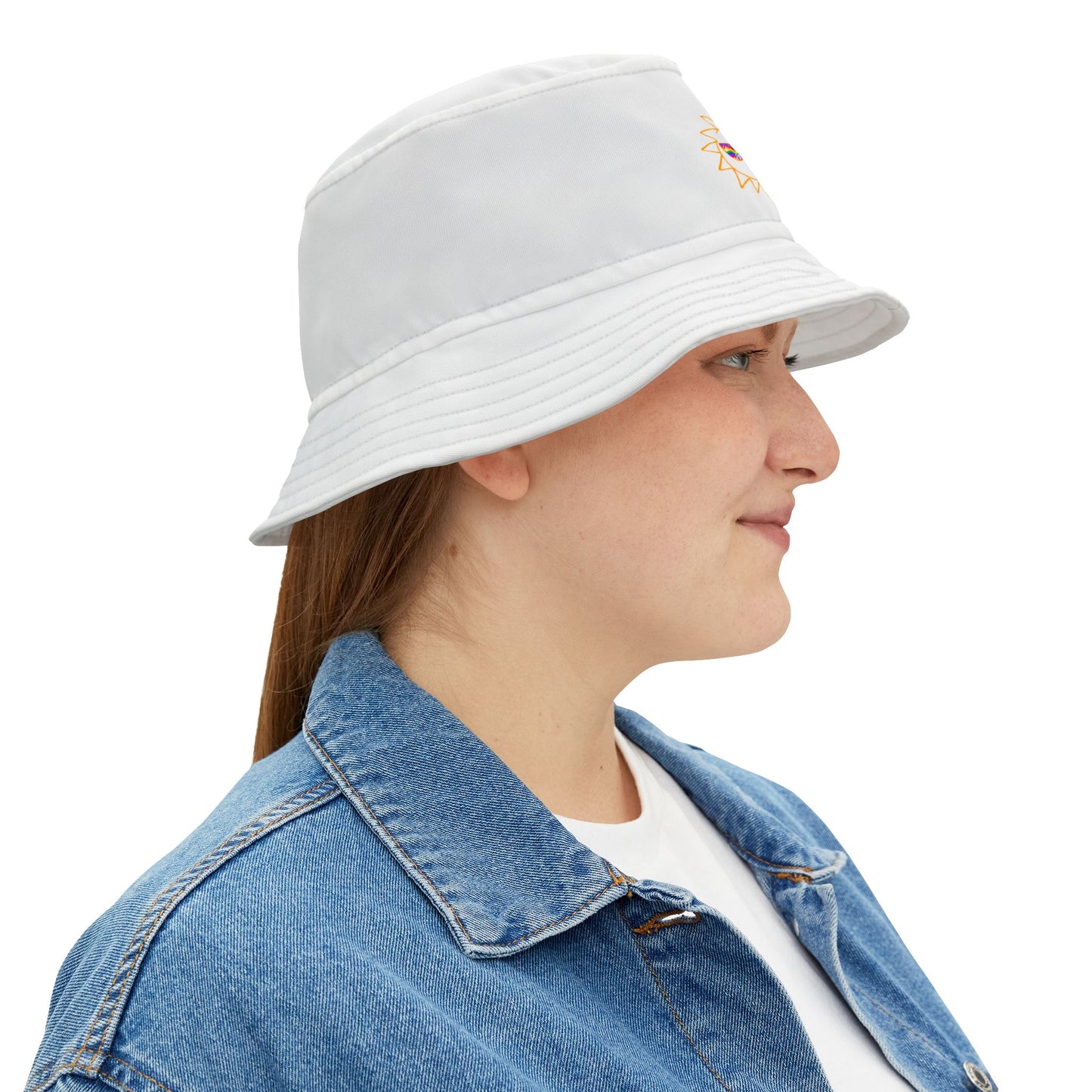 White Bucket Hat with Rainbow Vibes | BHPT