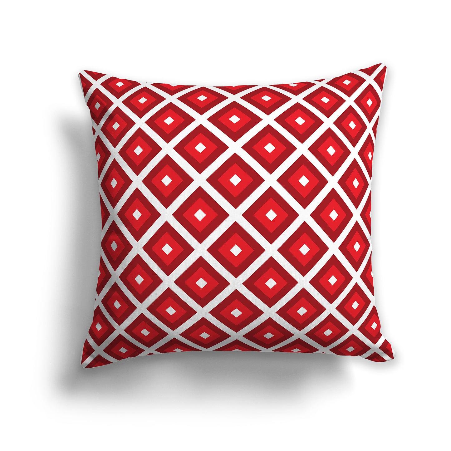 16 inch Throw Pillow with Two-tone Red and White Square Repeat Pattern