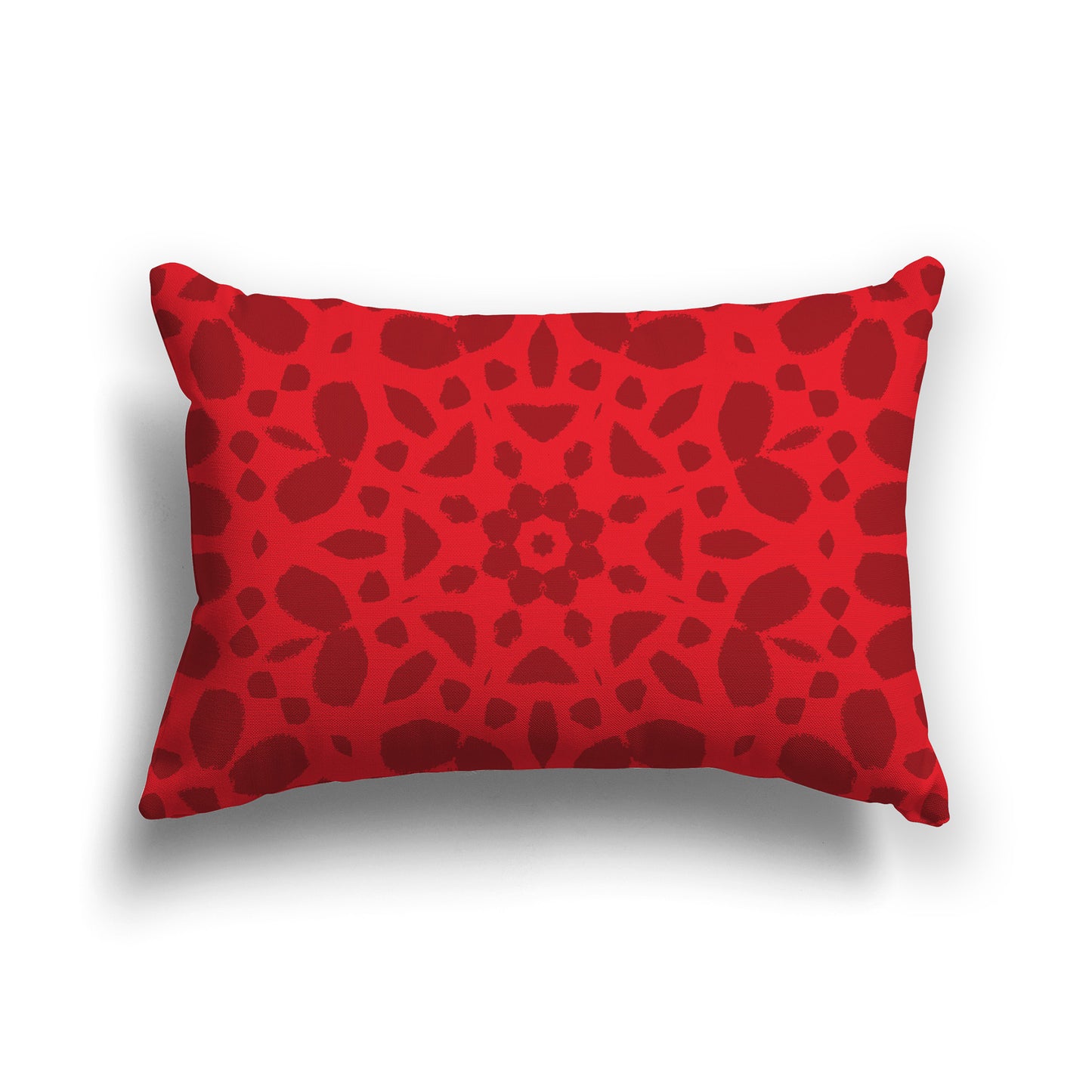 Lumbar Throw Pillow with Large Two-tone Red Circular Graphic